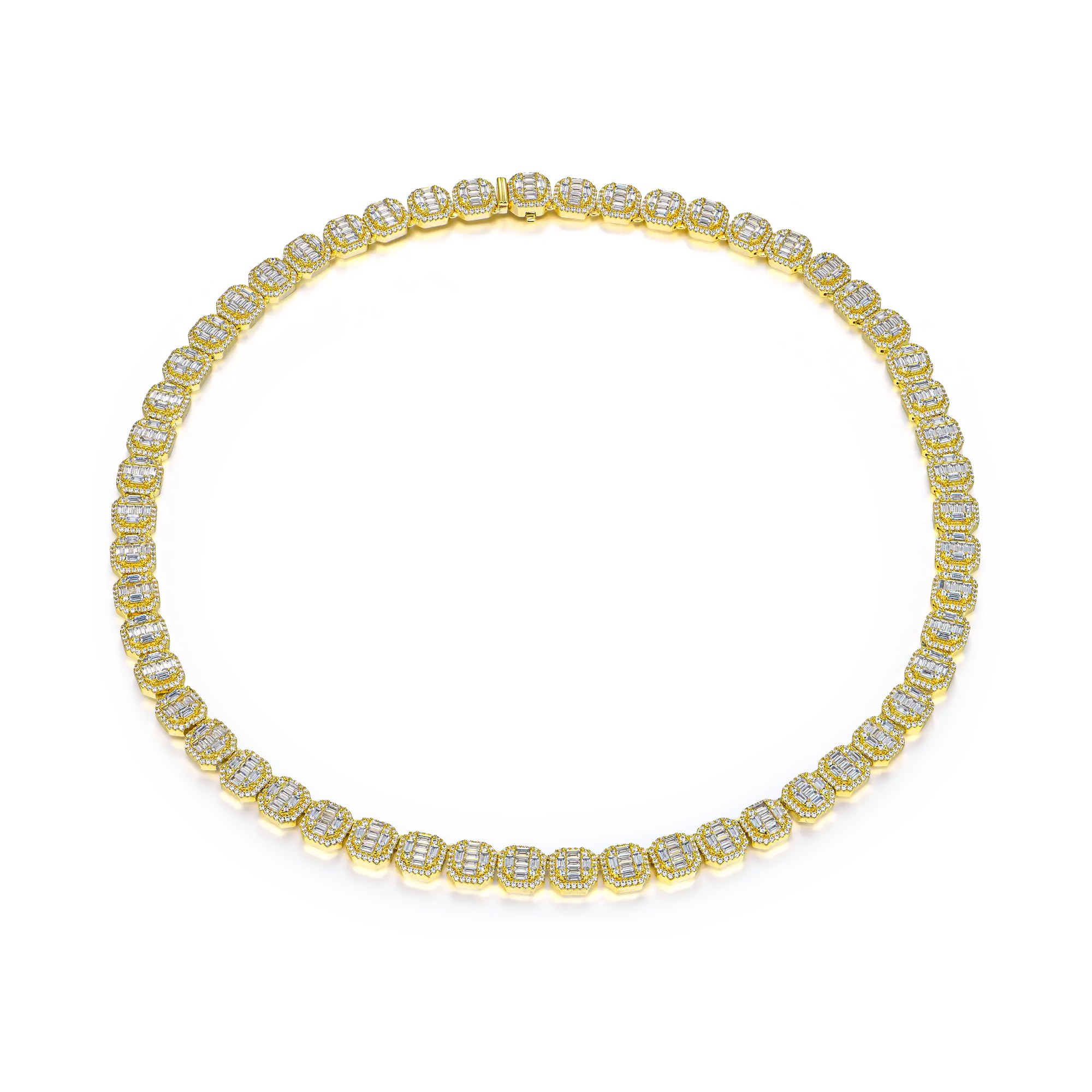 Women's Baguette Clustered Tennis Chain - 8mm