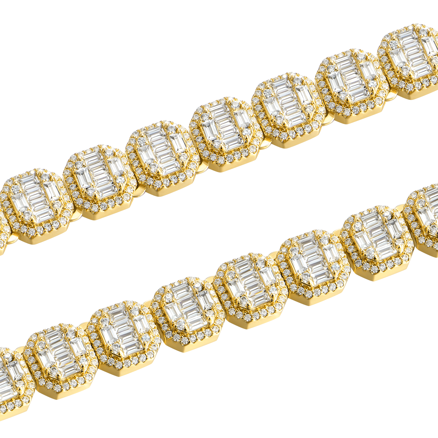 Women's Baguette Clustered Tennis Chain - 8mm