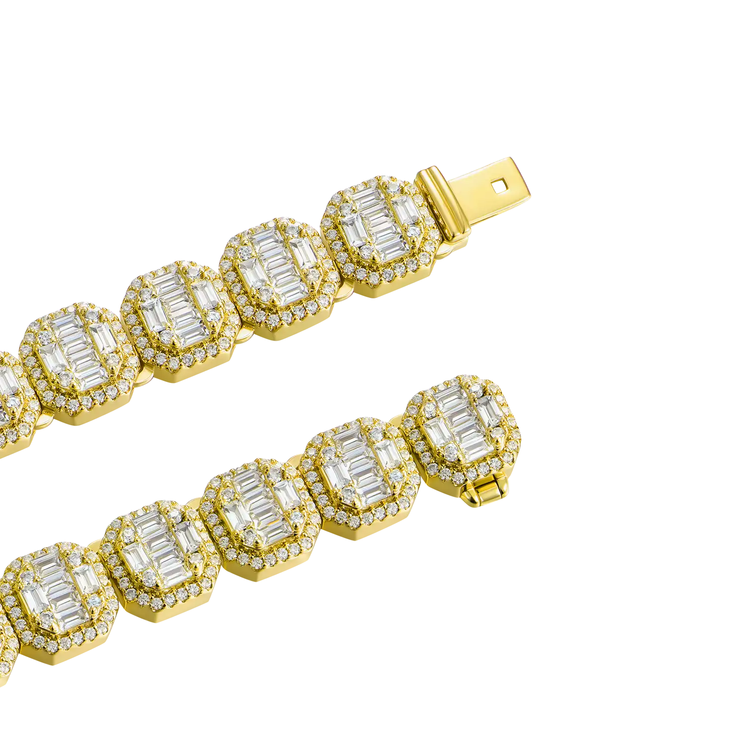 Women's Baguette Clustered Tennis Chain - 8mm