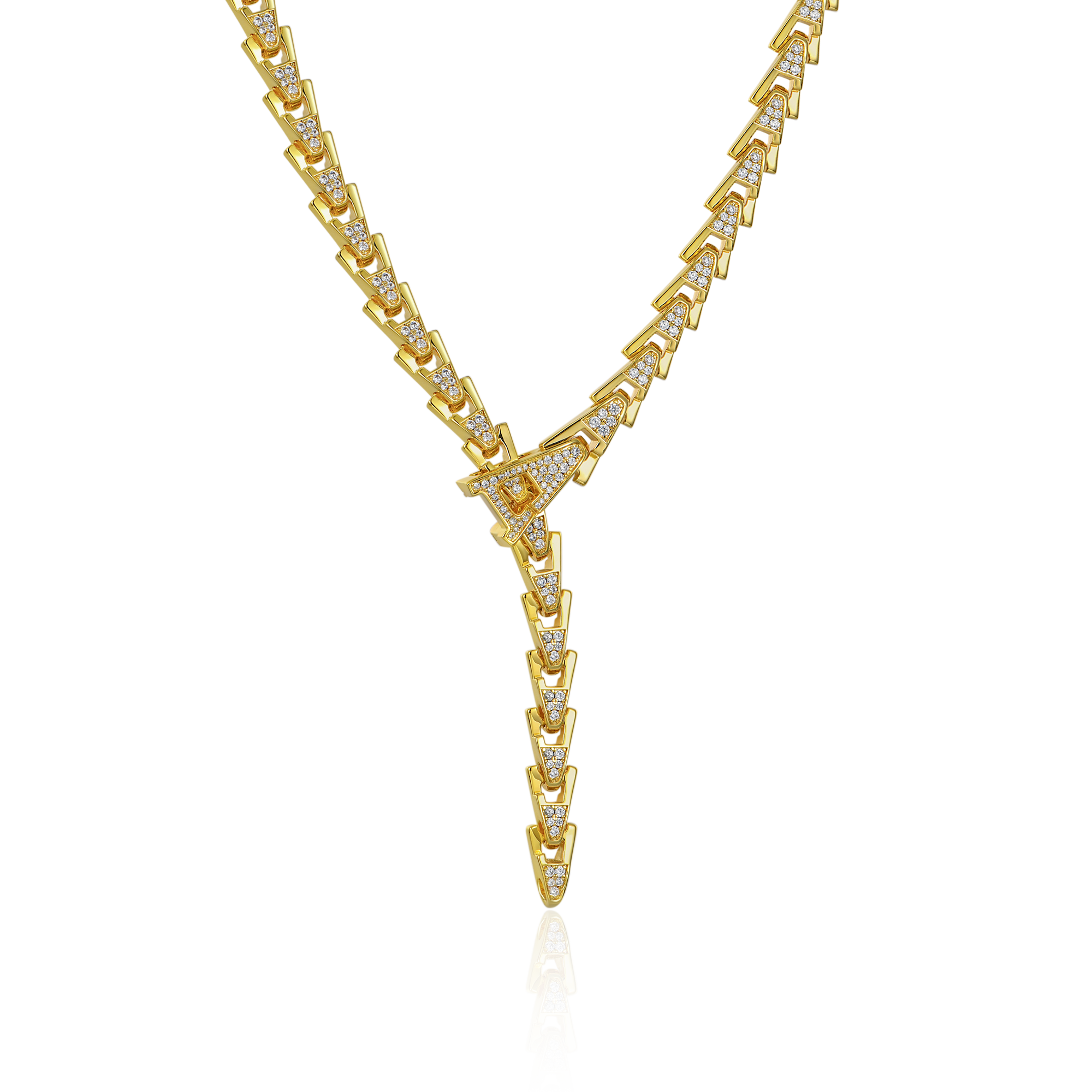 Aporro A® Iced Out Adjustable Snake Necklace - 8mm