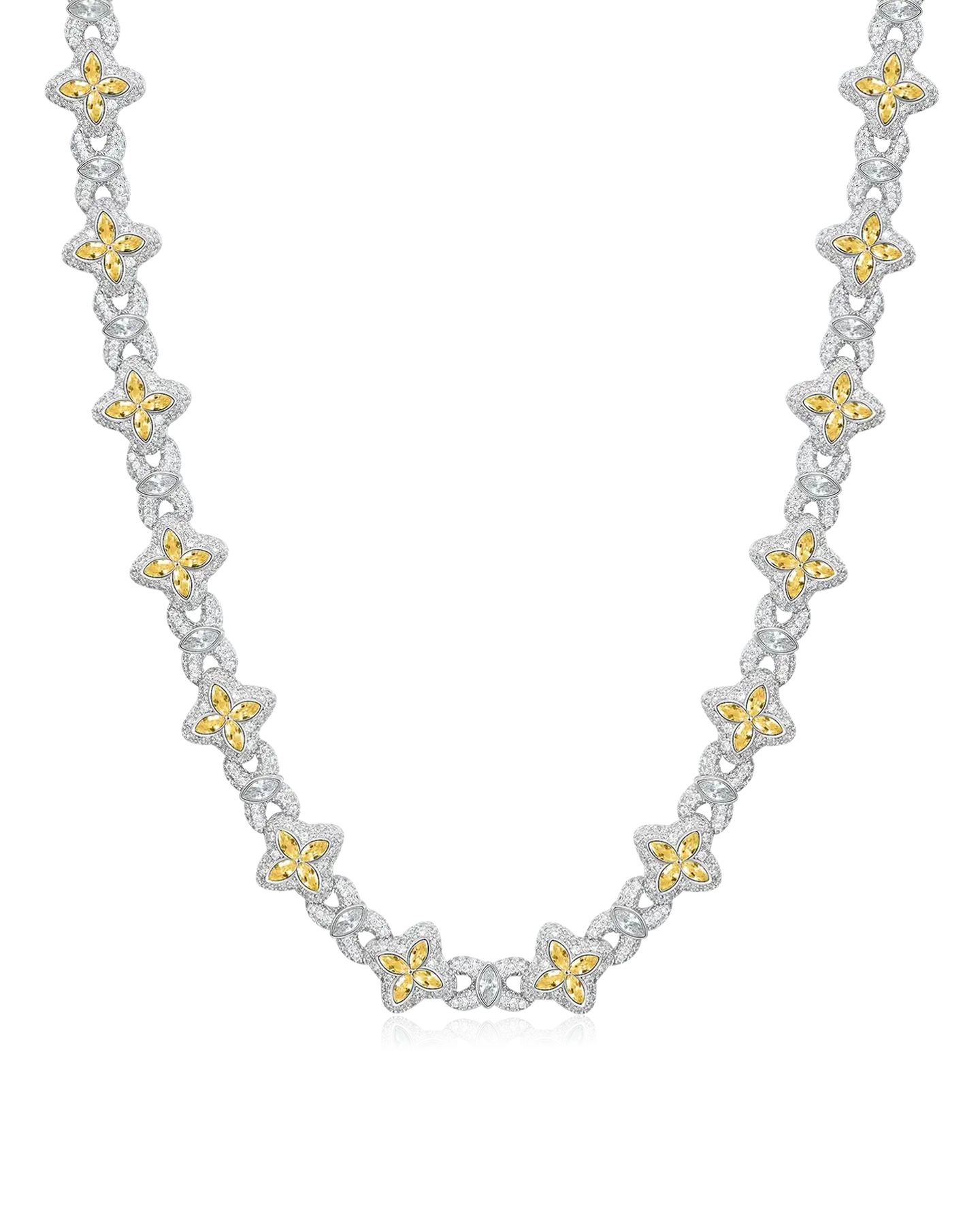 Moissanite Luminous Clover Necklace & Wallet Chain - Yellow Diamond