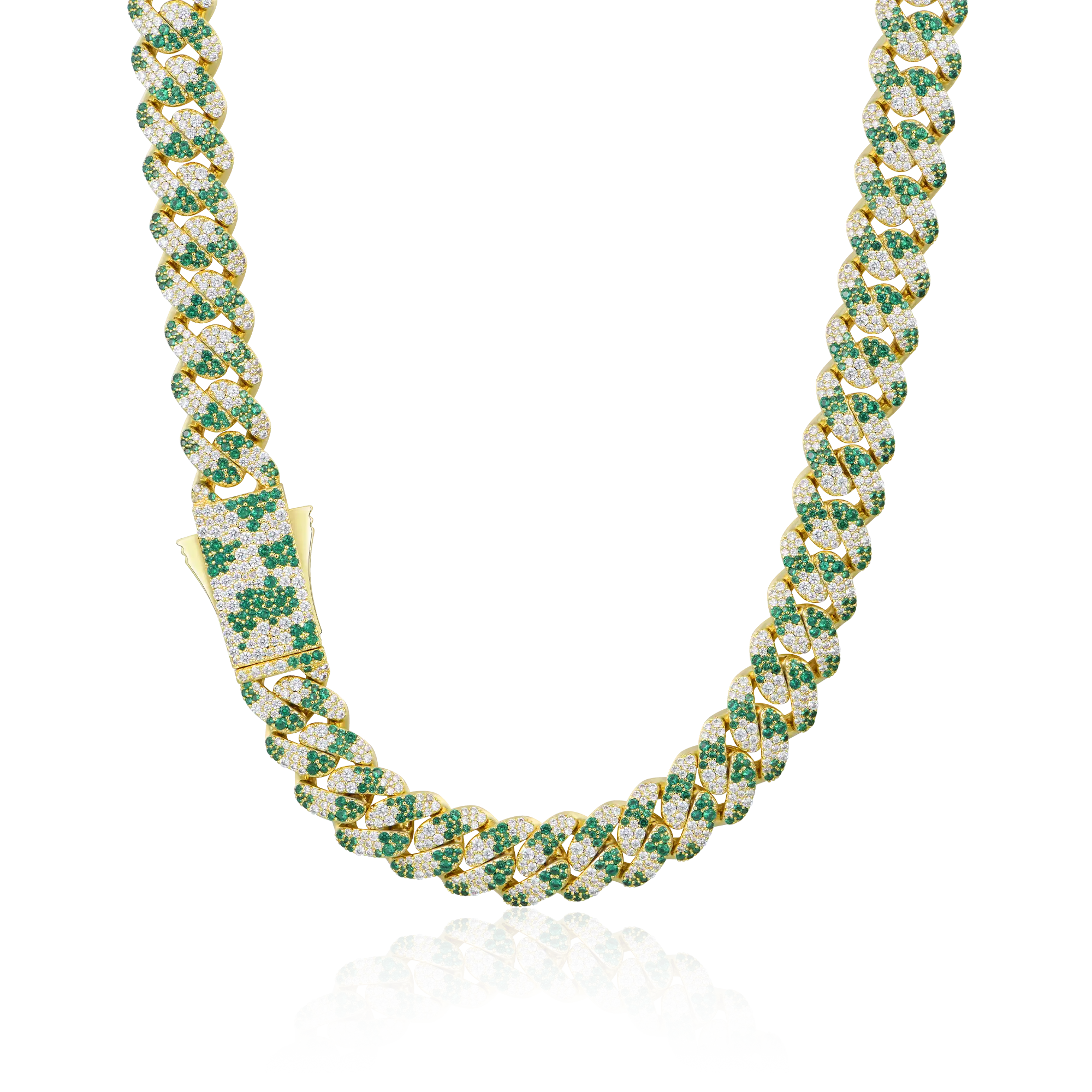 Women's Iced Camouflage Cuban Chain - 12mm