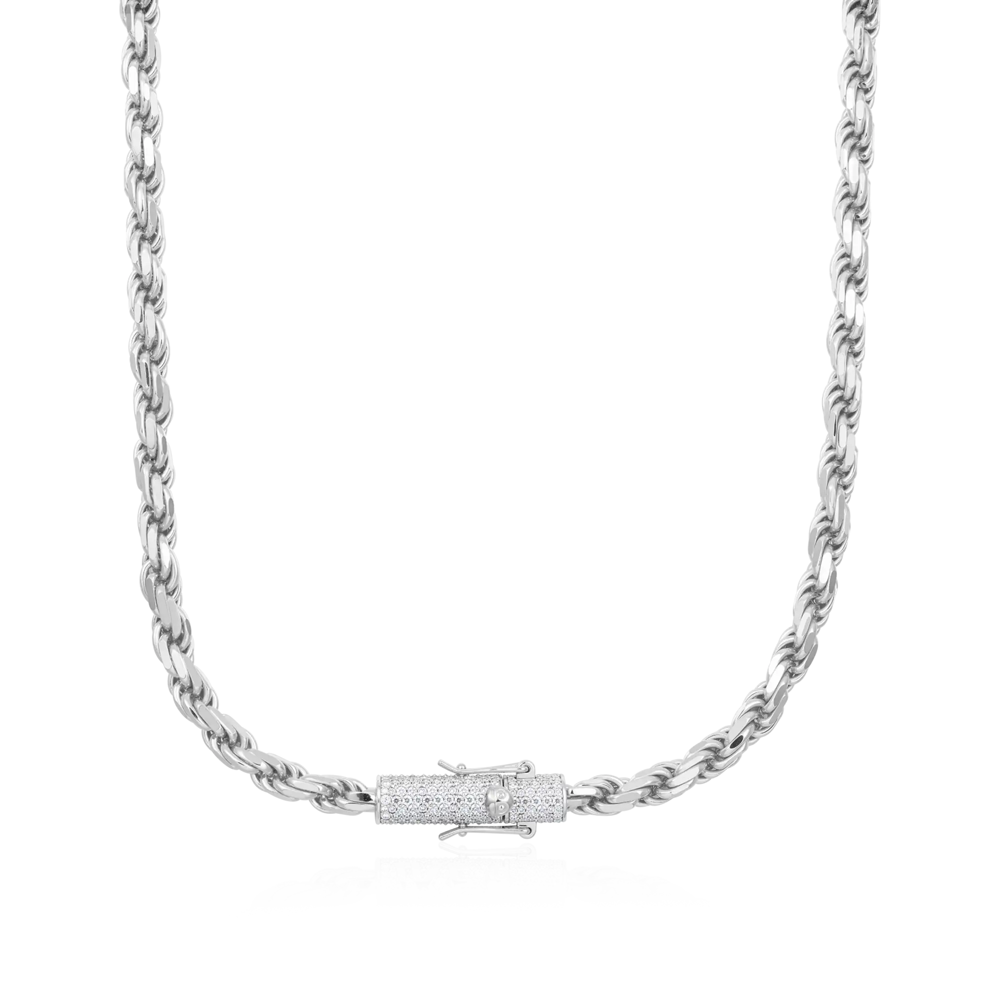 S925 Rope Chain With Moissanite Clasp - 6mm