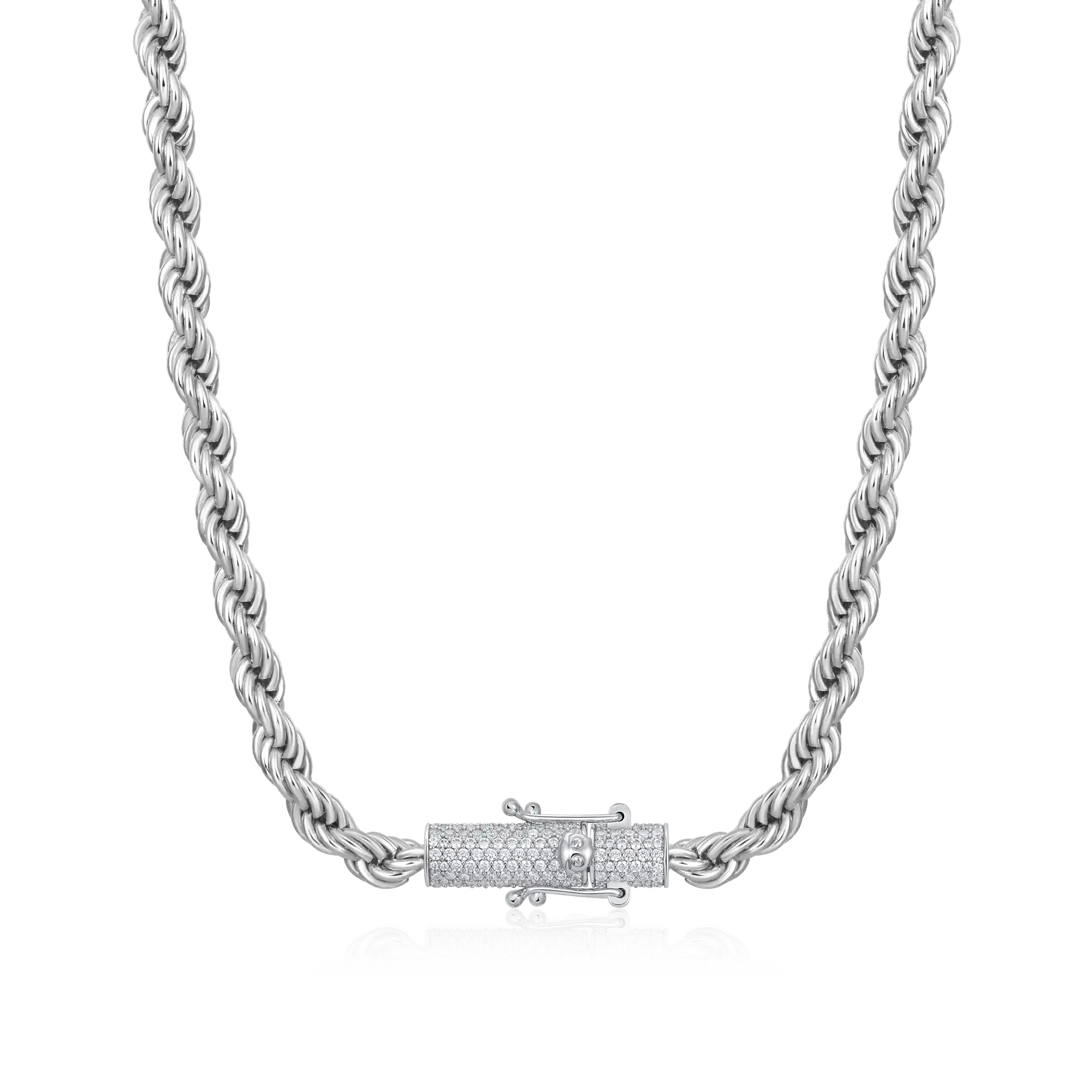 Women's Rope Chain With Iced Clasp - 6mm