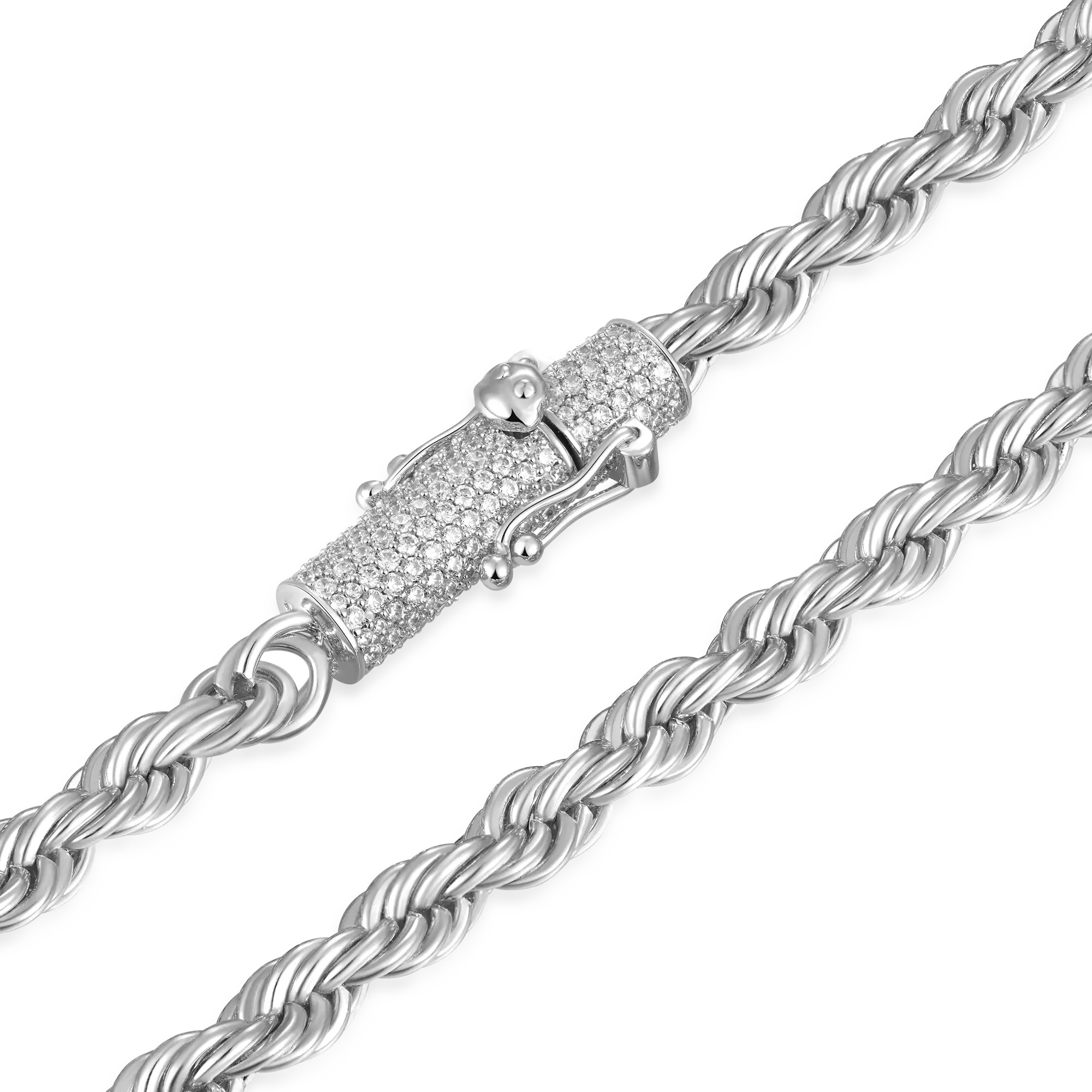 Women's Rope Chain With Iced Clasp - 6mm