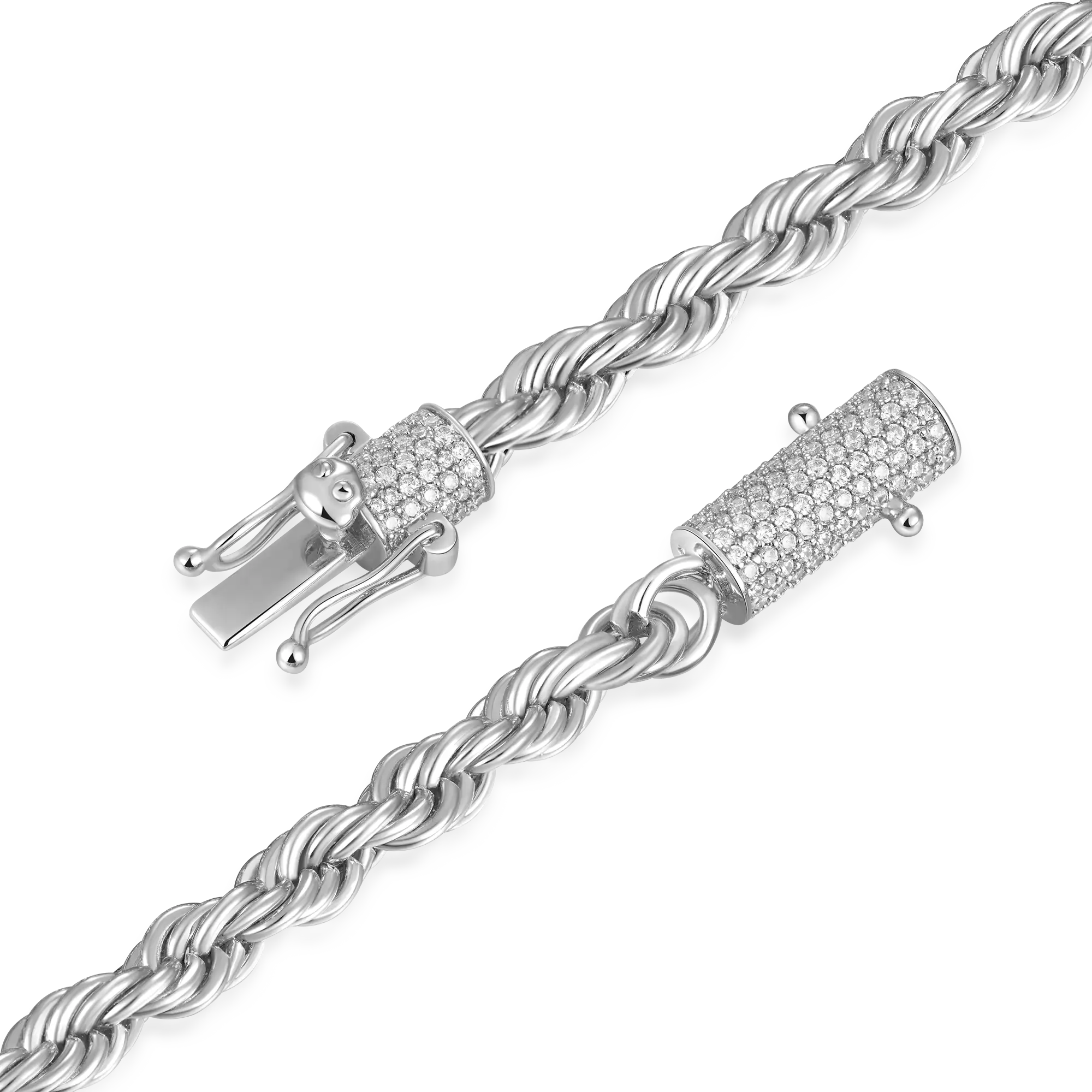 Women's Rope Chain With Iced Clasp - 6mm