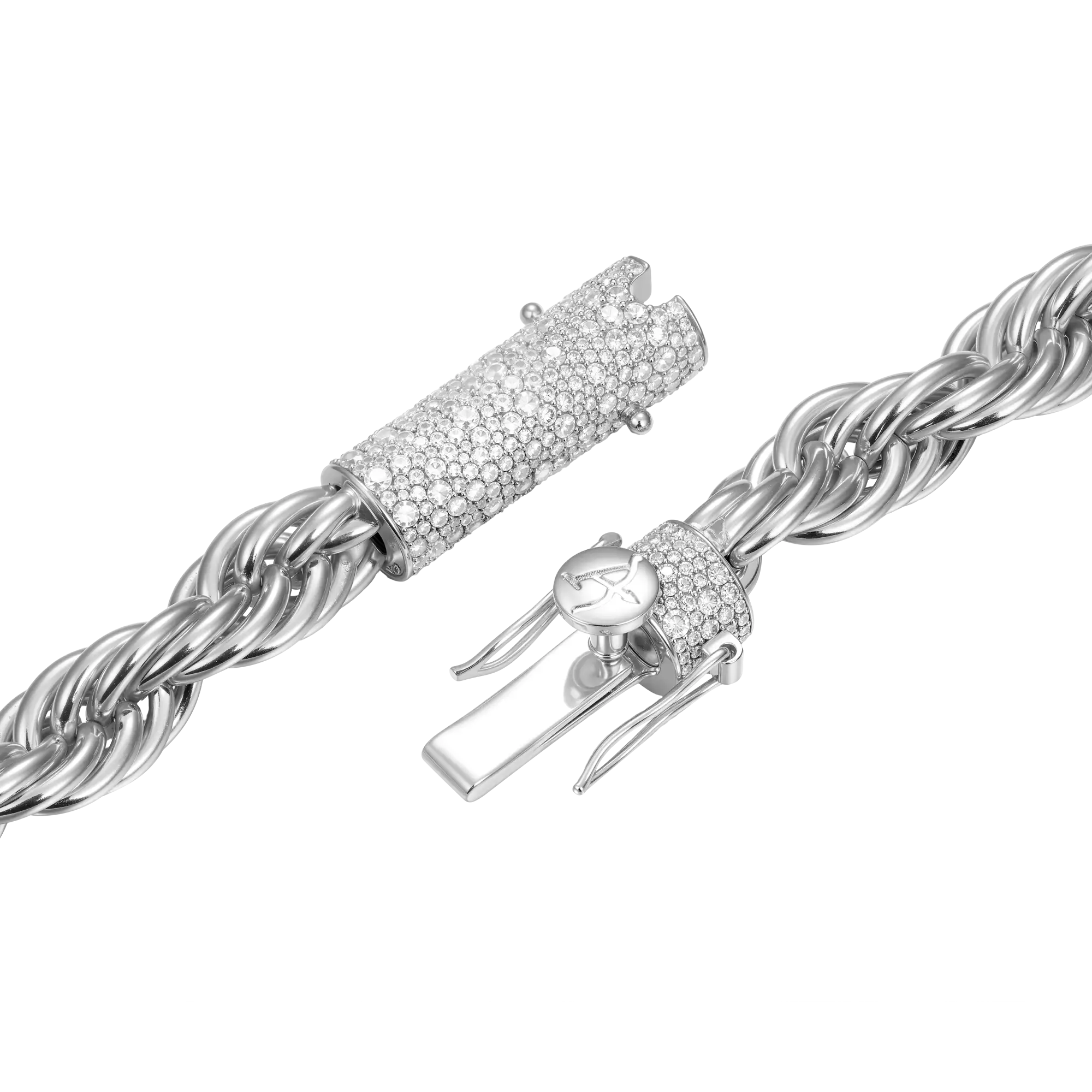 Rope Chain With Iced Clasp - 10mm