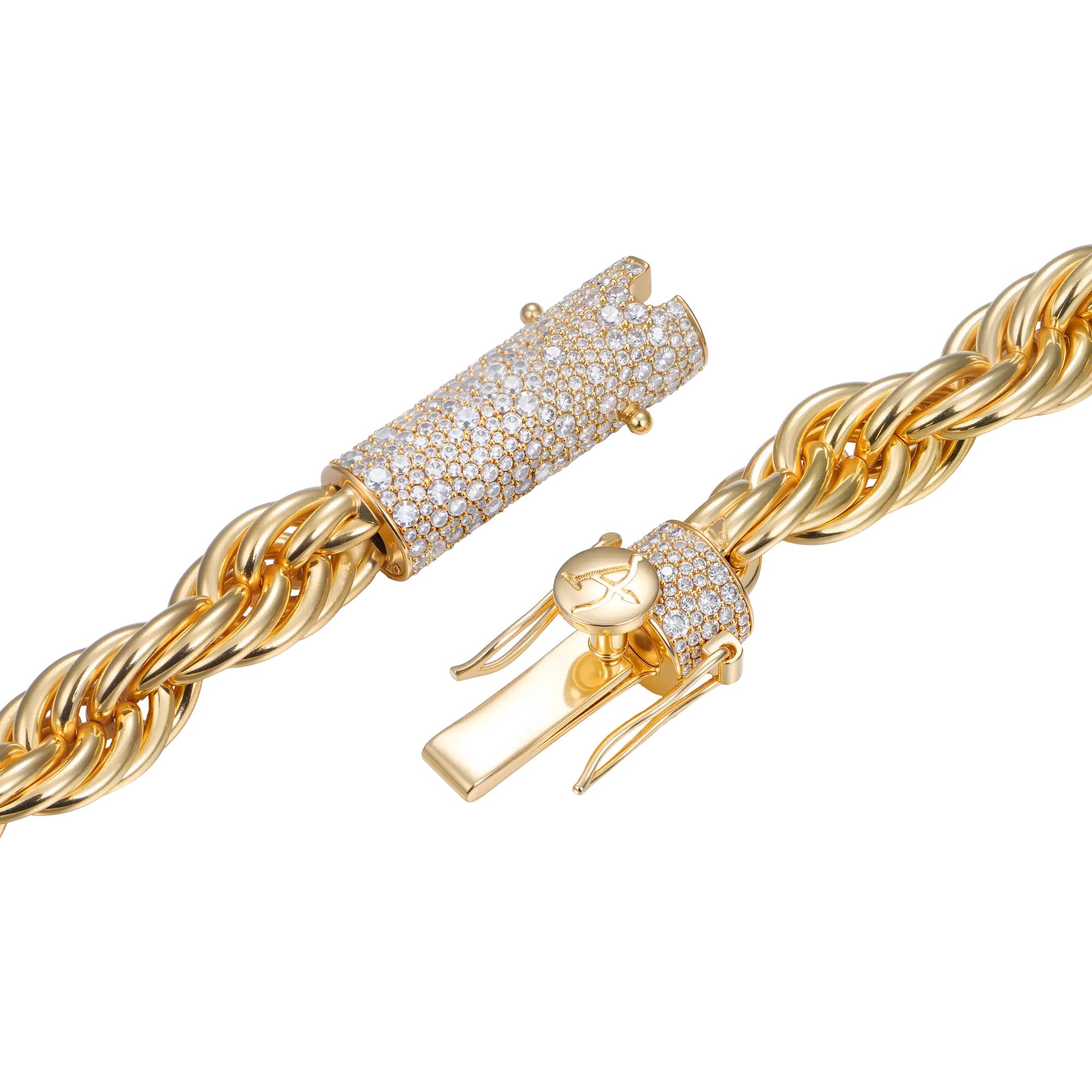 Rope Chain With Iced Clasp - 10mm