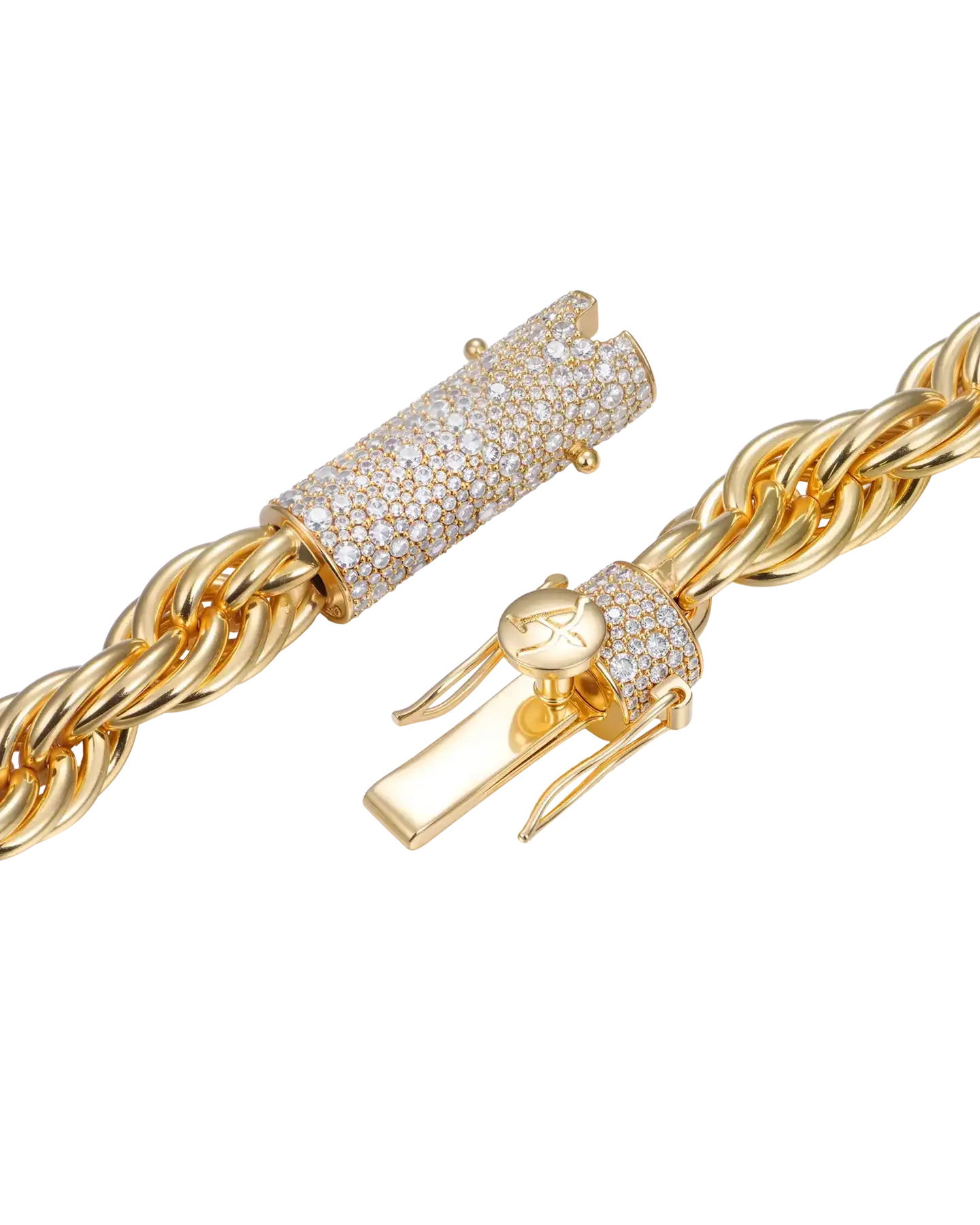 Rope Chain With Iced Clasp - 10mm