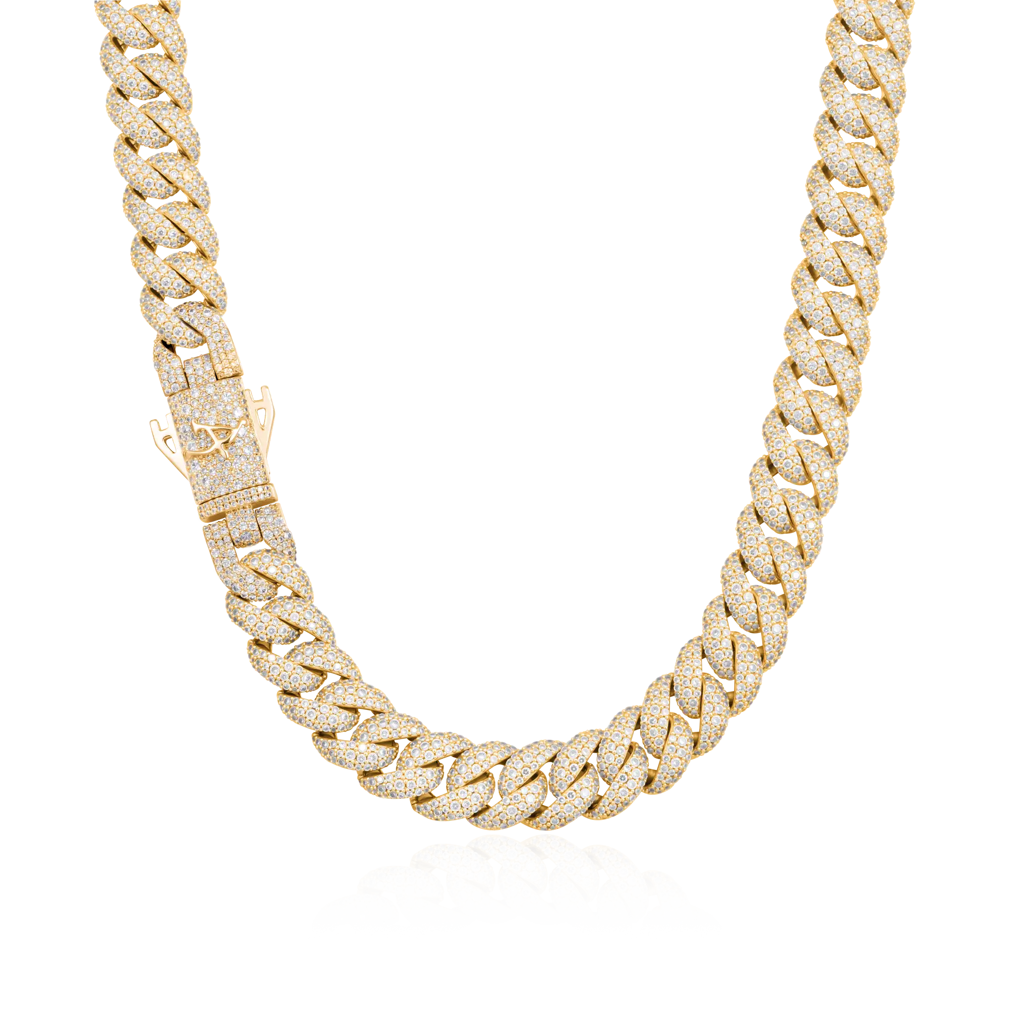 Moissanite Round Cut Cuban Link Chain - 12mm