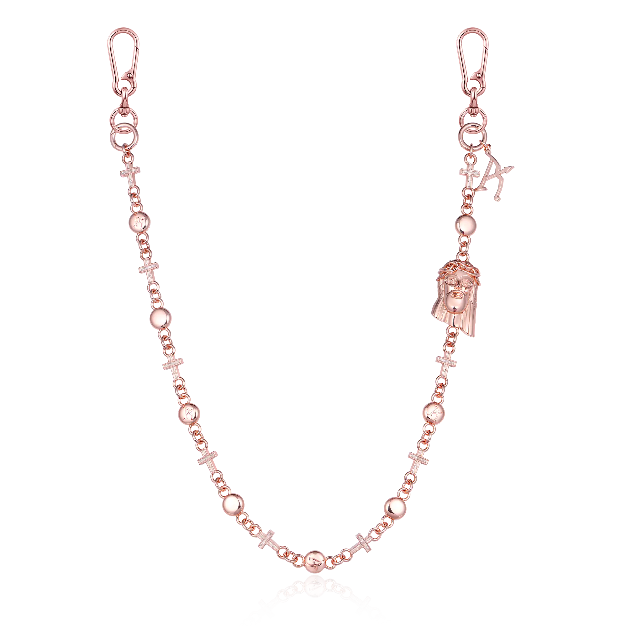 Jesus Cross Wallet Chain - Rose Gold