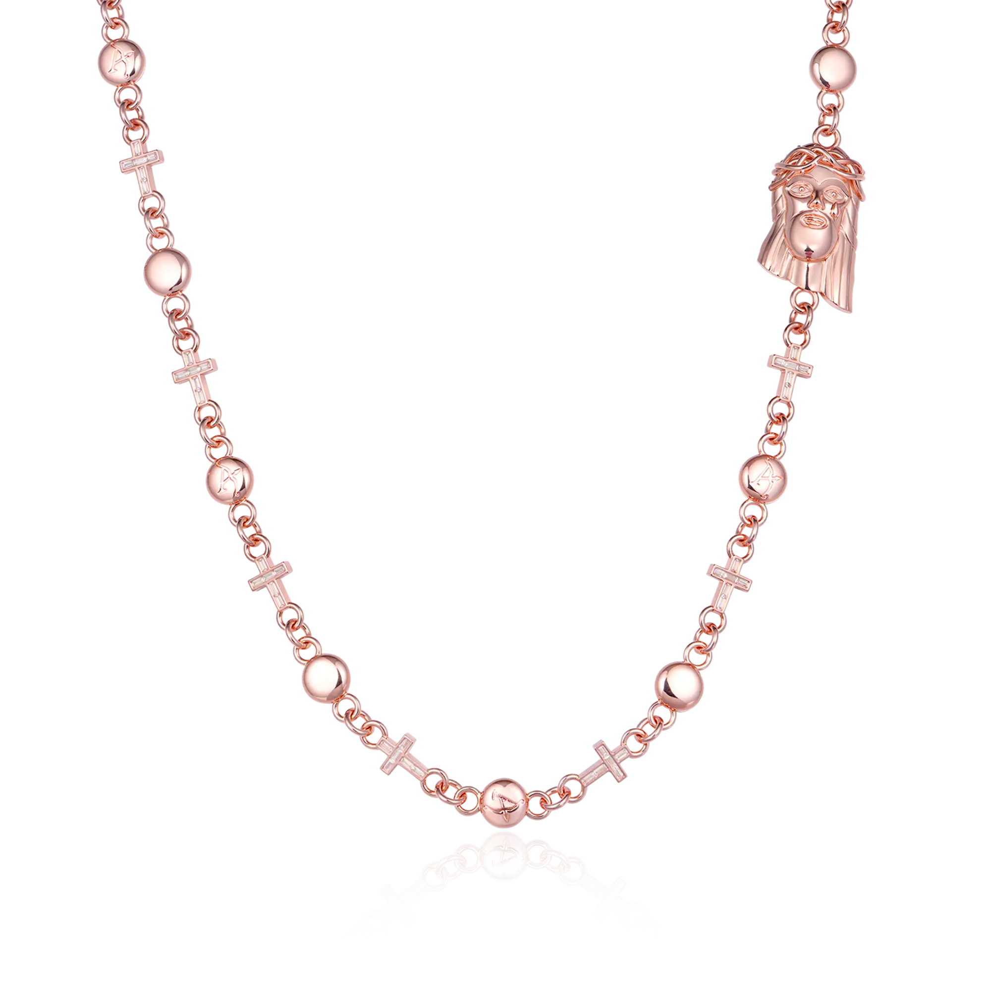 Jesus Cross Wallet Chain - Rose Gold