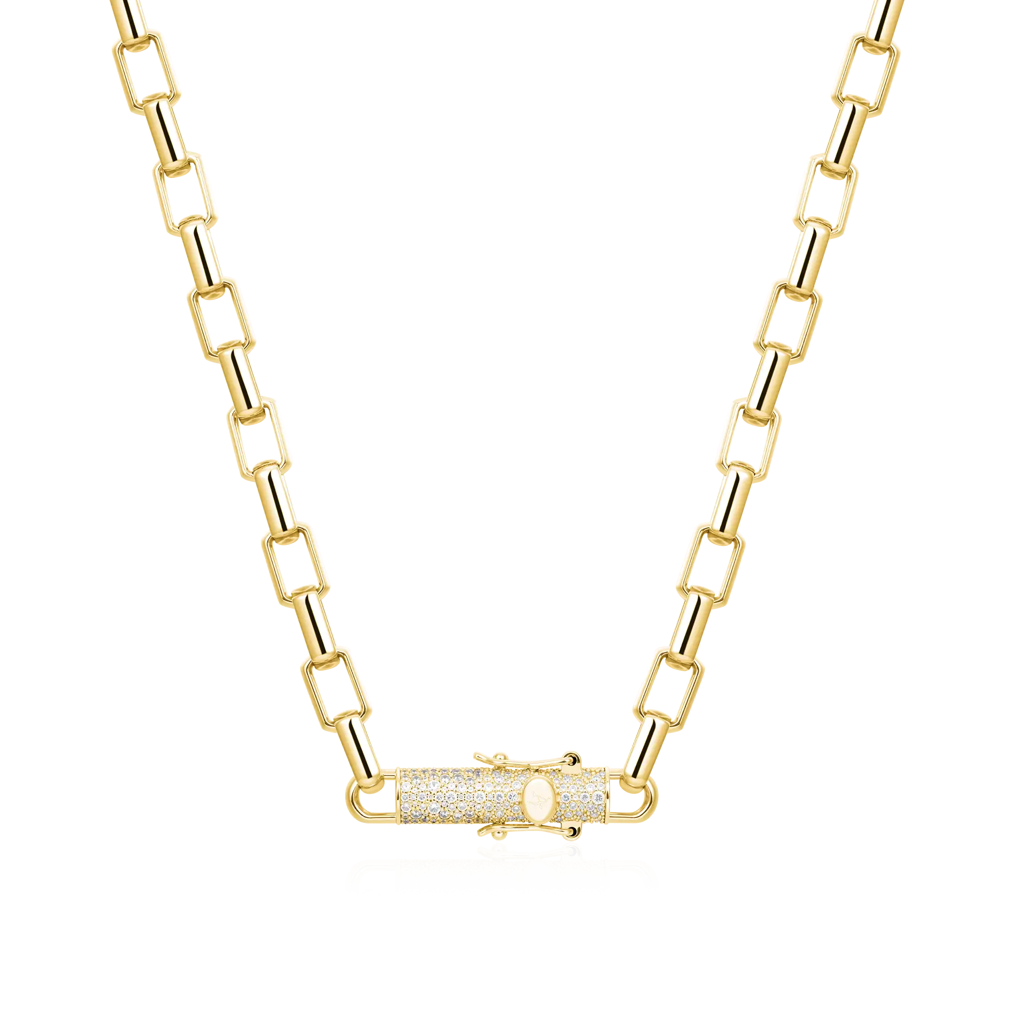 Paper Clip Chain With Iced Round Cut Clasp - 8mm