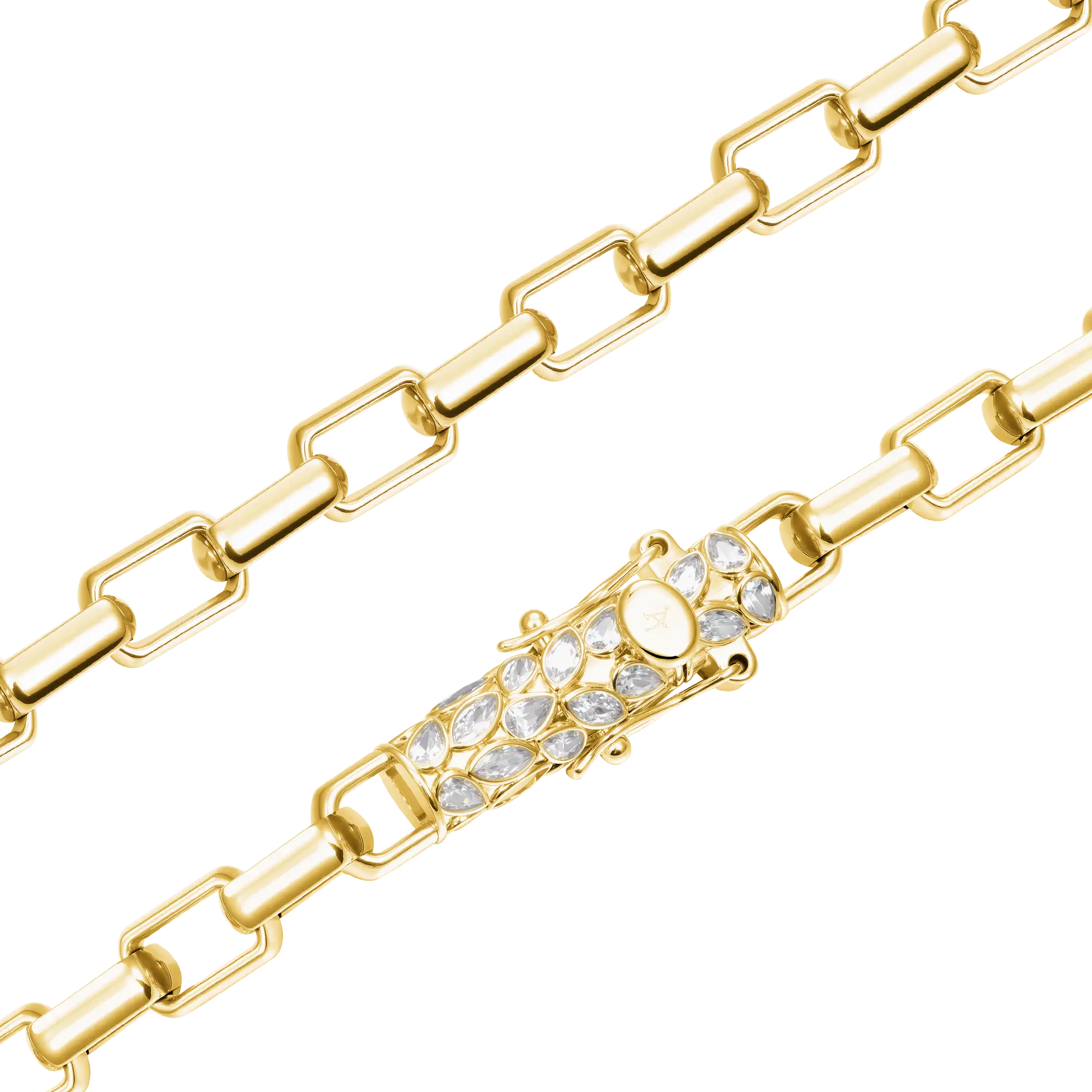 Paper Clip Chain With Iced Marquise & Pear Cut Clasp - 8mm