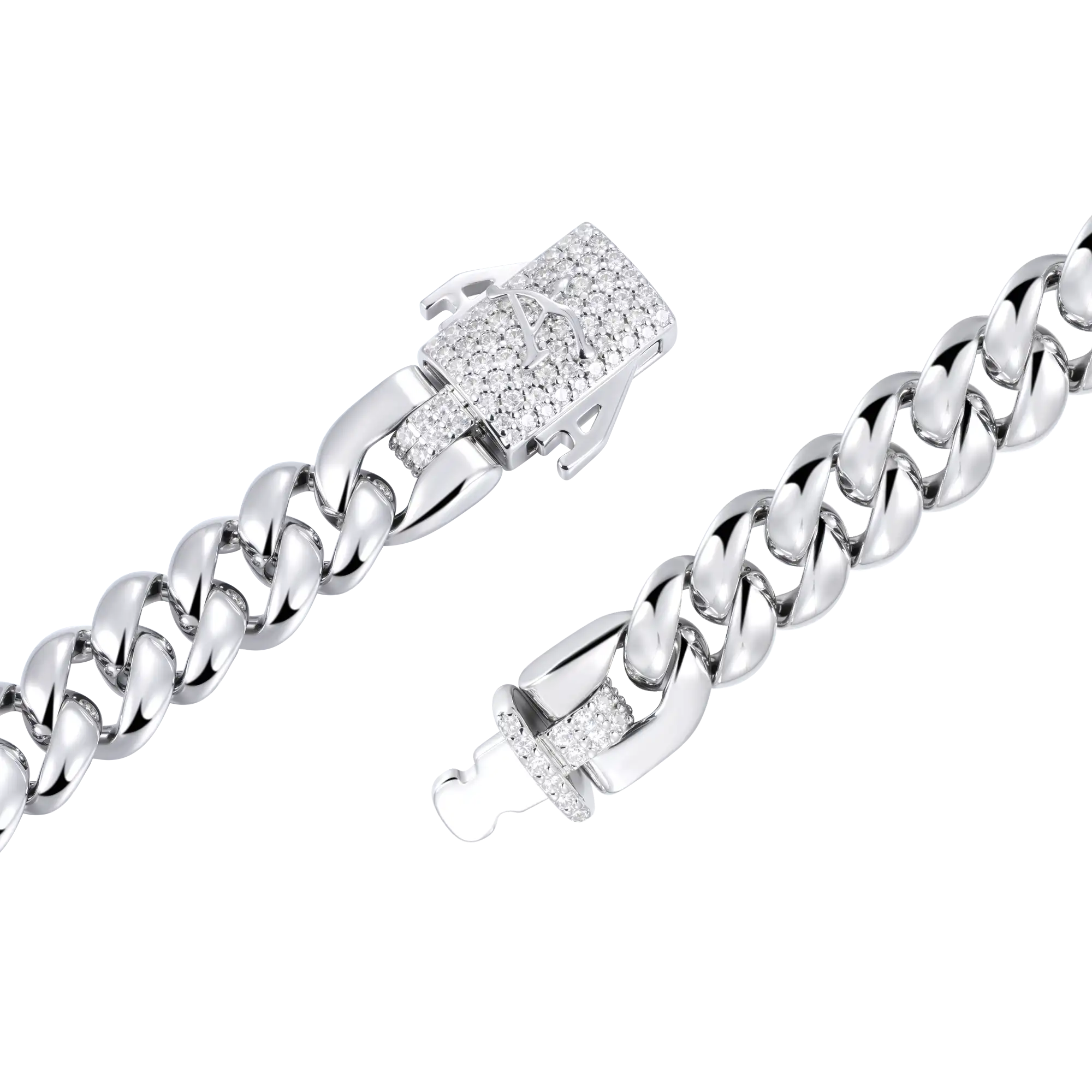 Plain Gold Cuban Link Chain With Moissanite Clasp - 8mm