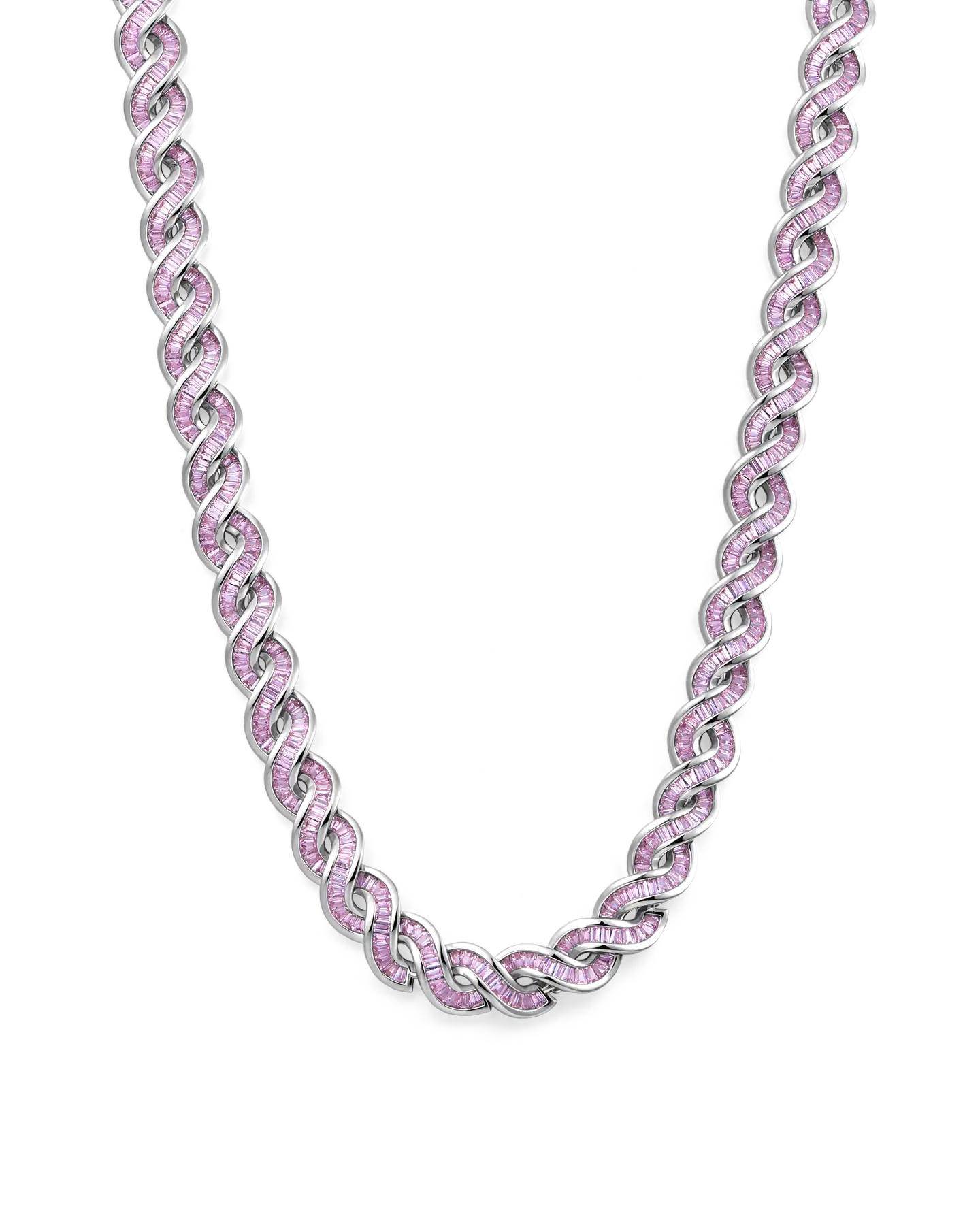 8mm DNA Chain Pink CZ 18K White Gold Plating – APORRO