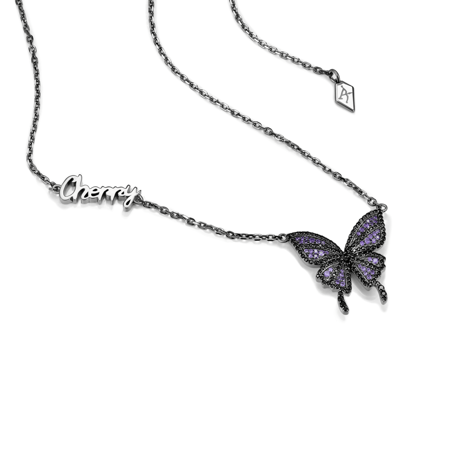 Custom Moissanite Purple Butterfly Necklace