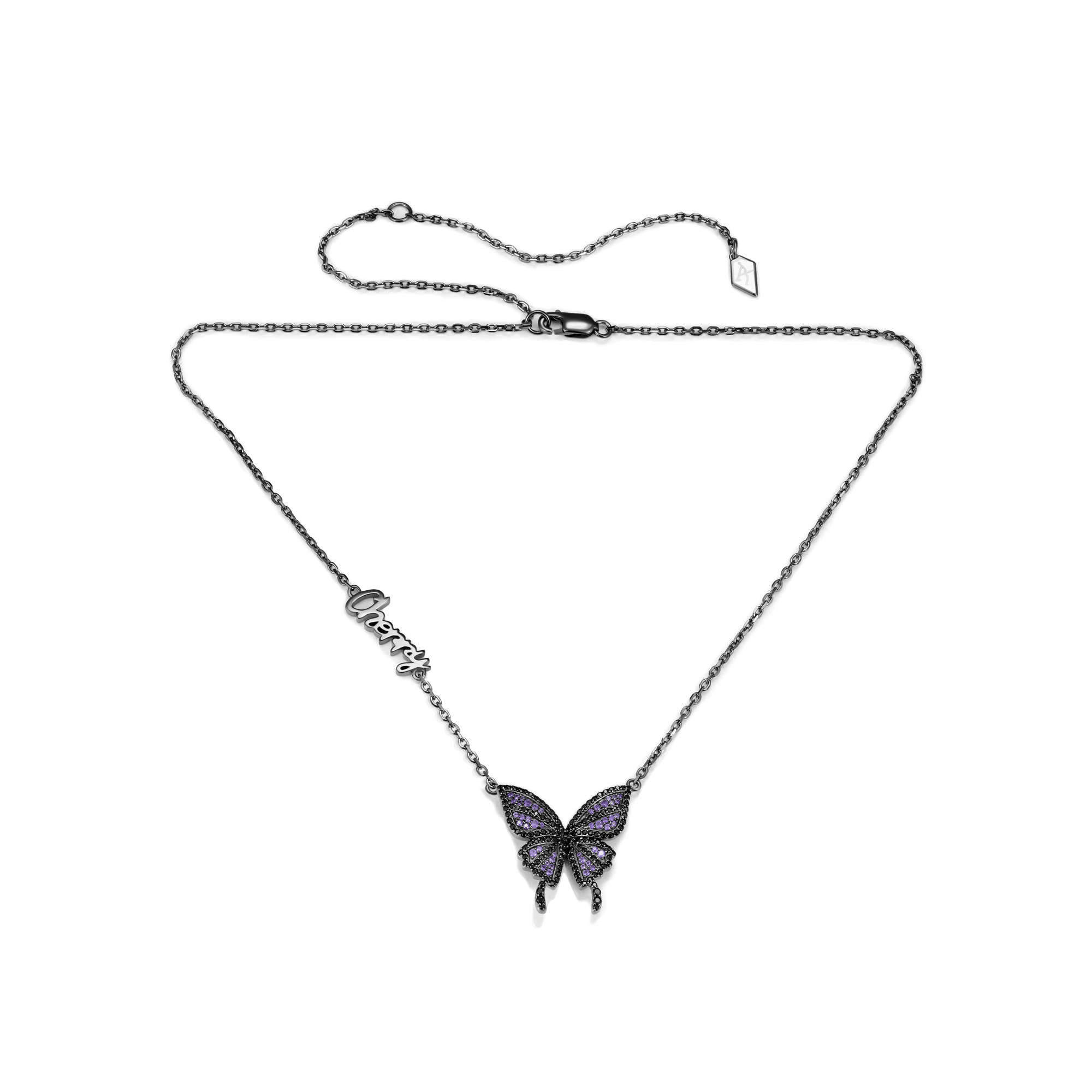 Custom Moissanite Purple Butterfly Necklace