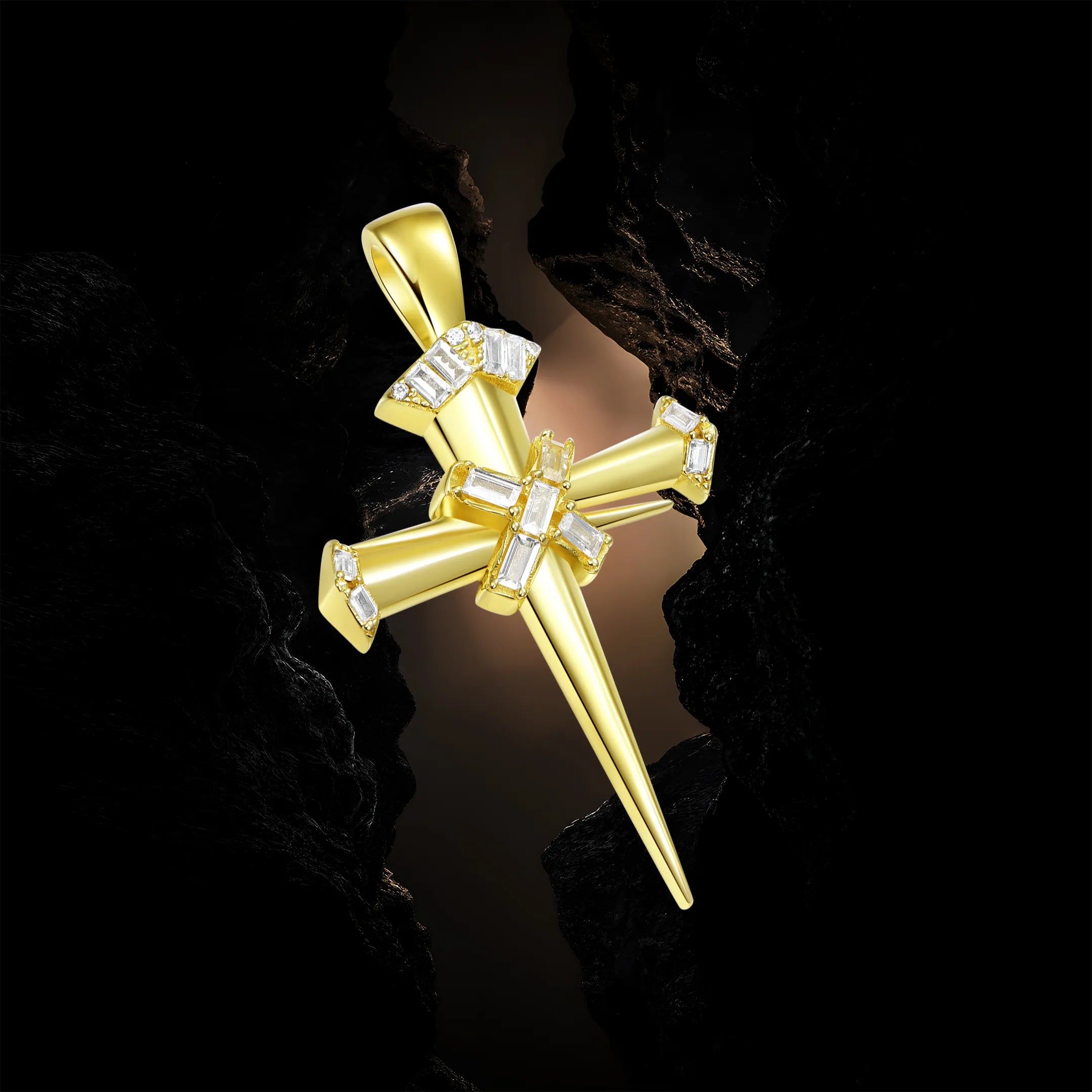 Moissanite Sacred Mercy Nail Cross Pendant