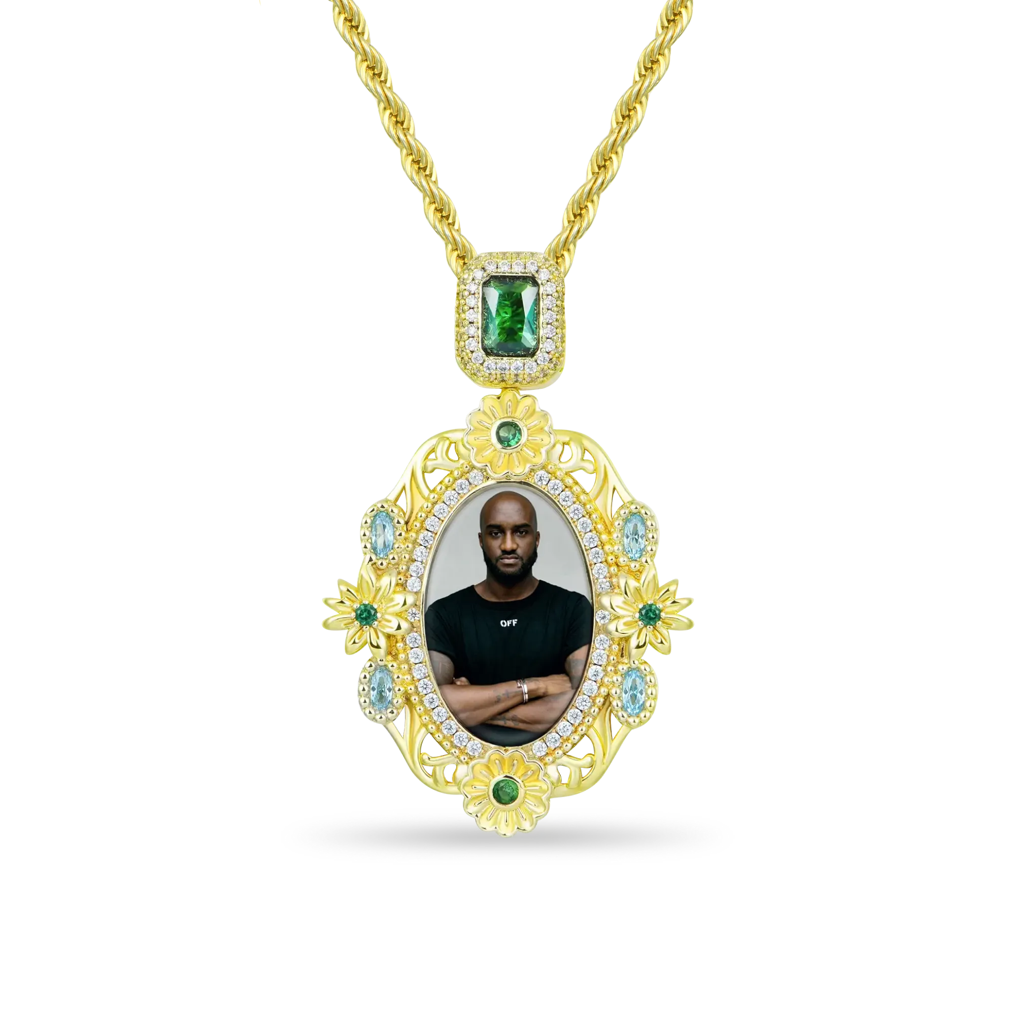 Custom 40MM Daisy Photo Frame Pendant