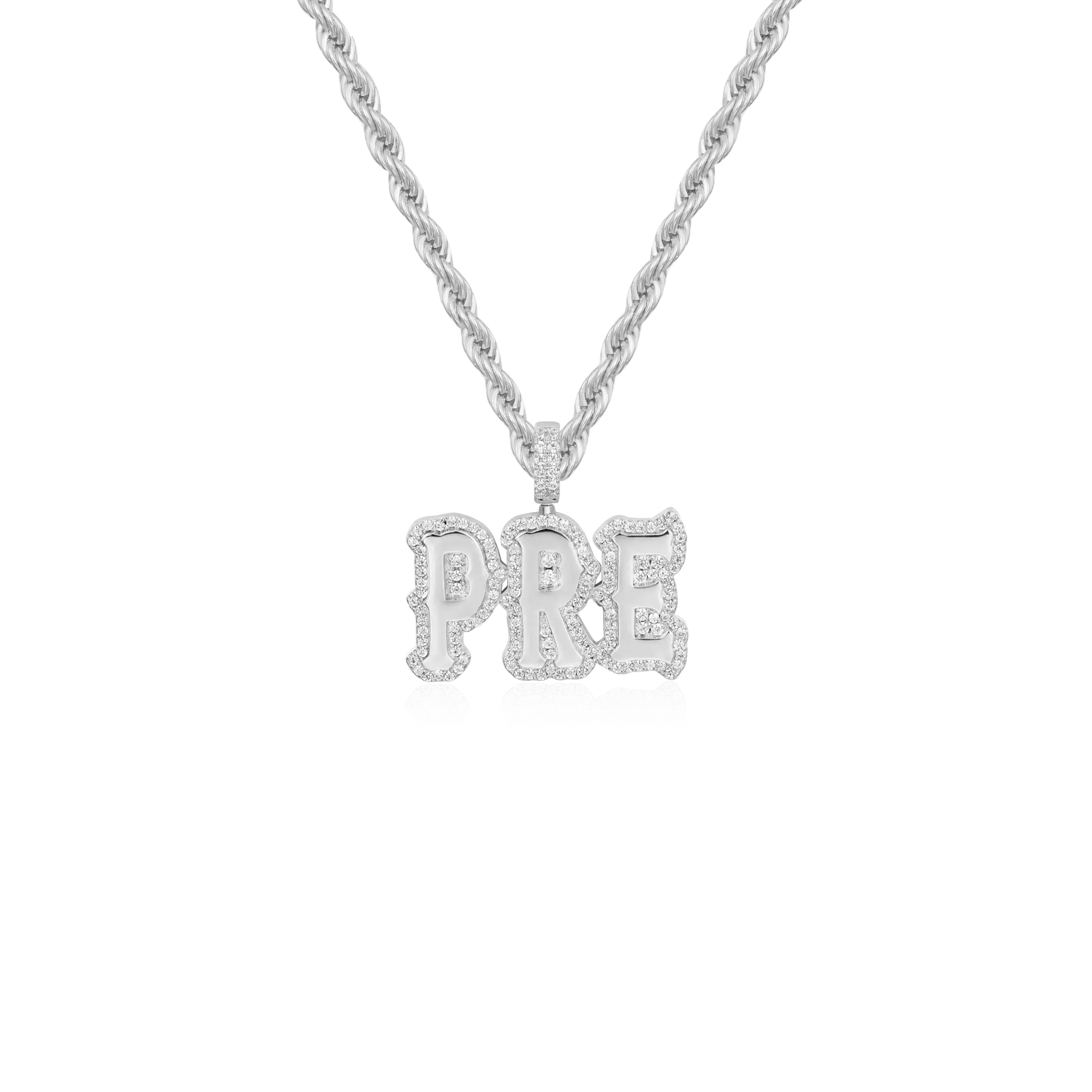 Custom Moissanite Bosox Font Pendant - 15mm Height