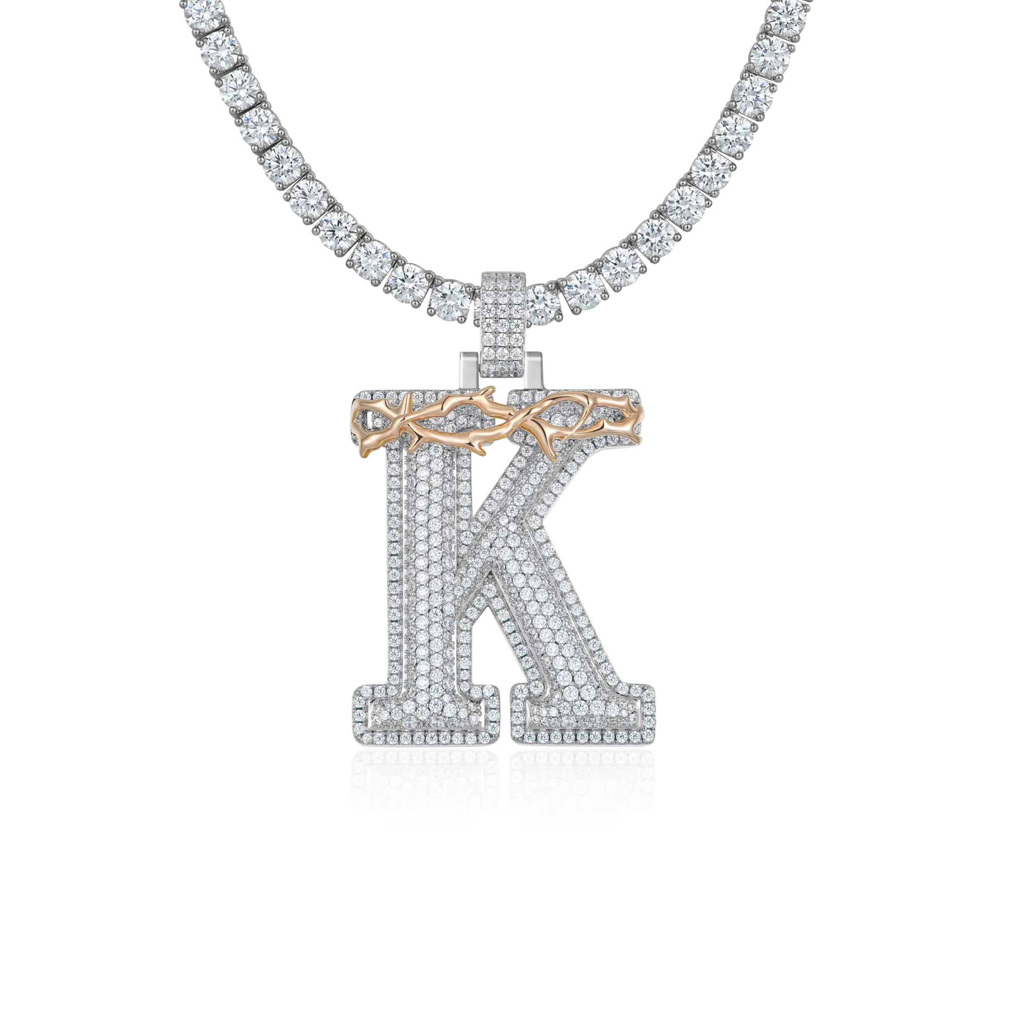 Custom Crown of Thorns Initial Letter Pendant