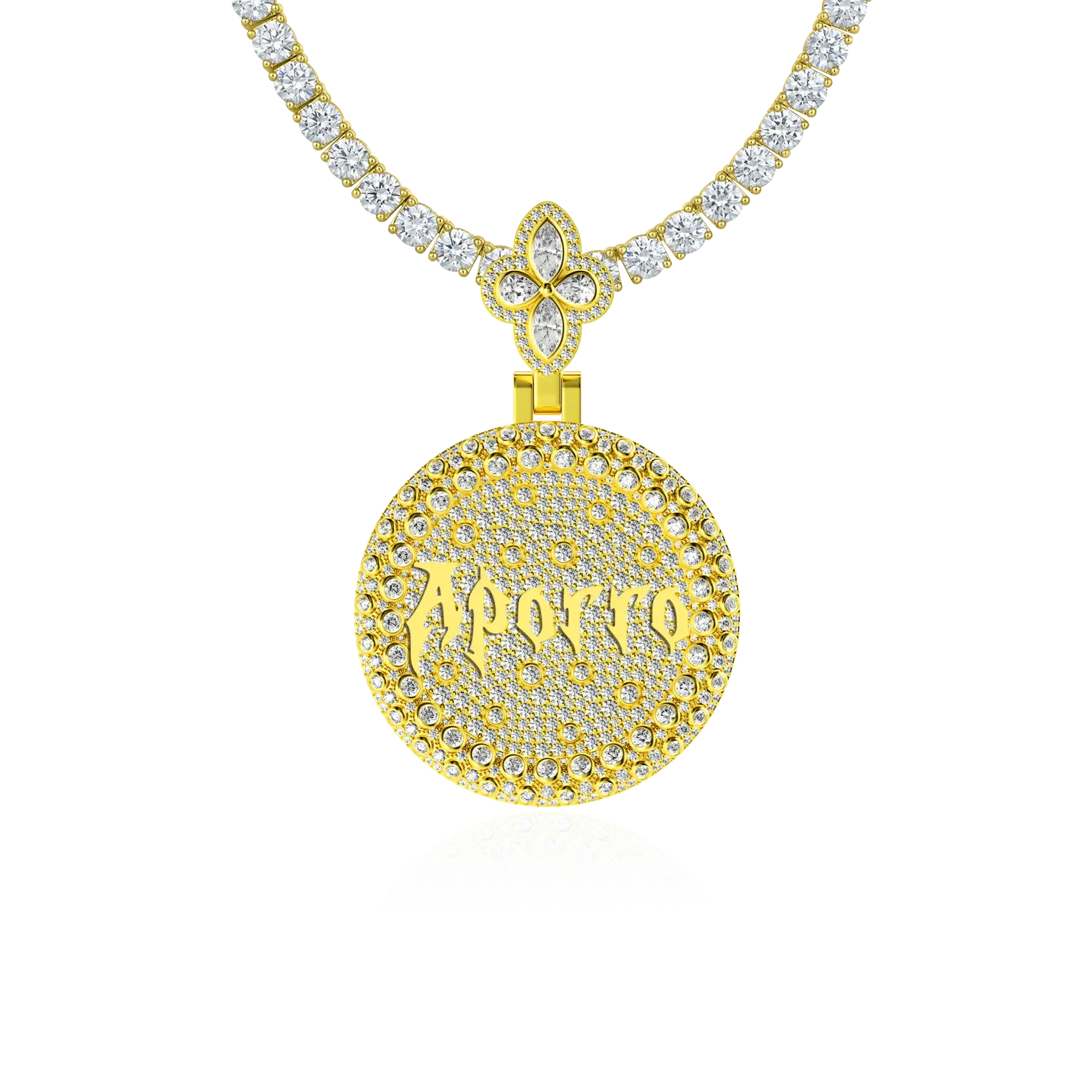 Custom Full Iced Round Bezel Set Pendant