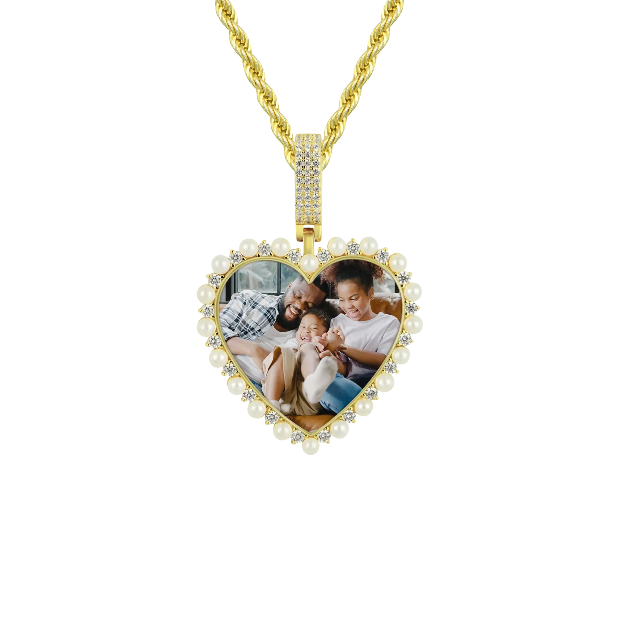 Custom Heart Pearl Photo Pendant