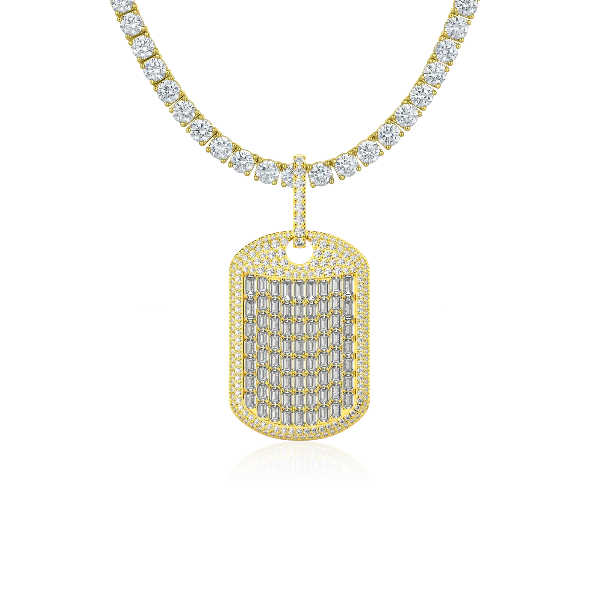 Custom Iced Out Baguette Cut Dog Tag Pendant
