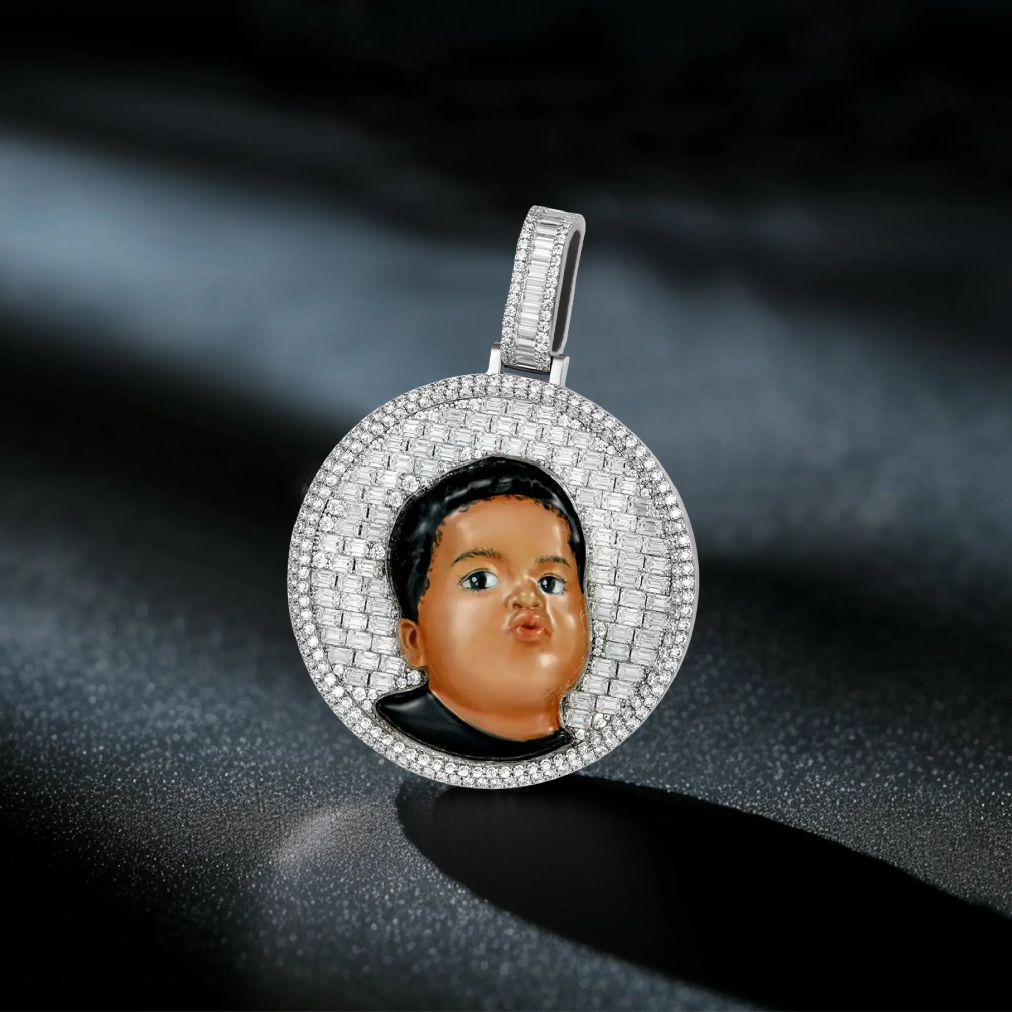 Custom Moissanite 3D Enamel Round Pendant