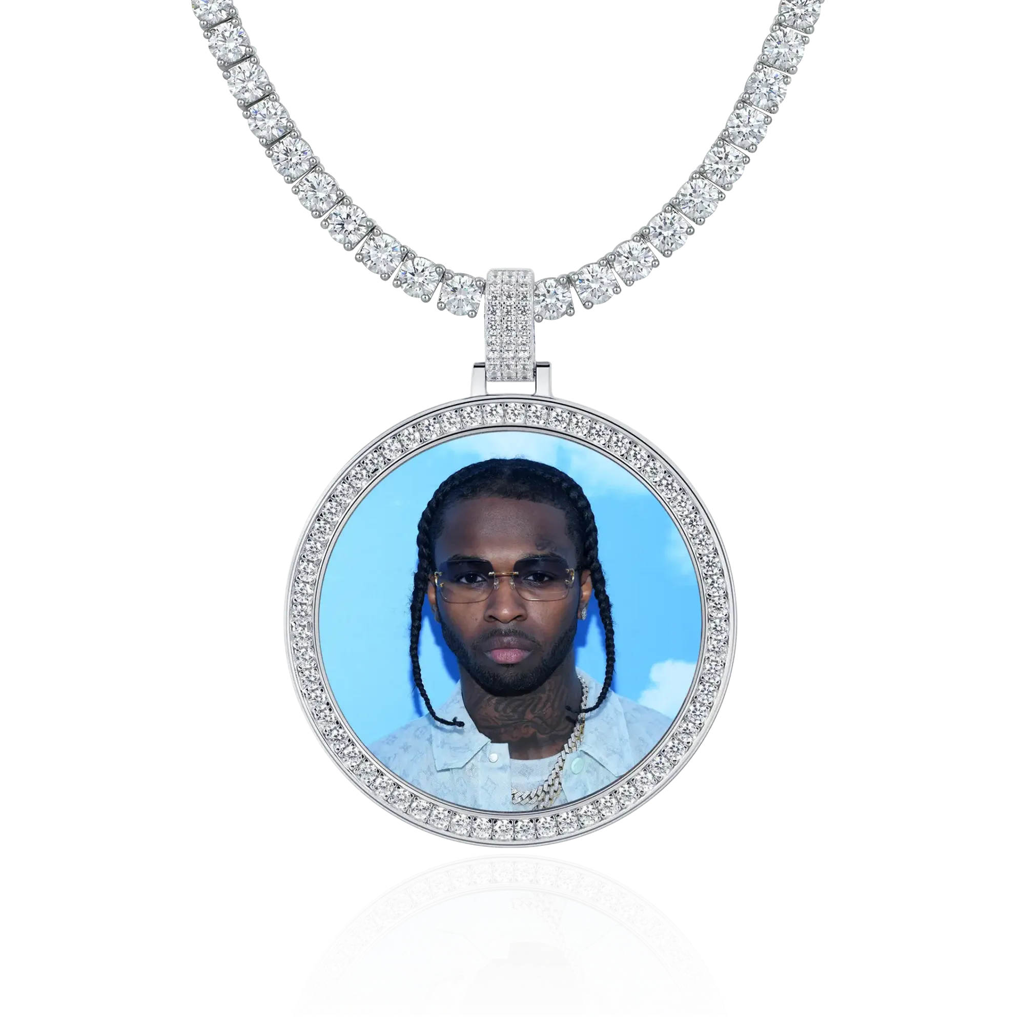 Custom Moissanite 46MM Photo Necklace Pendant