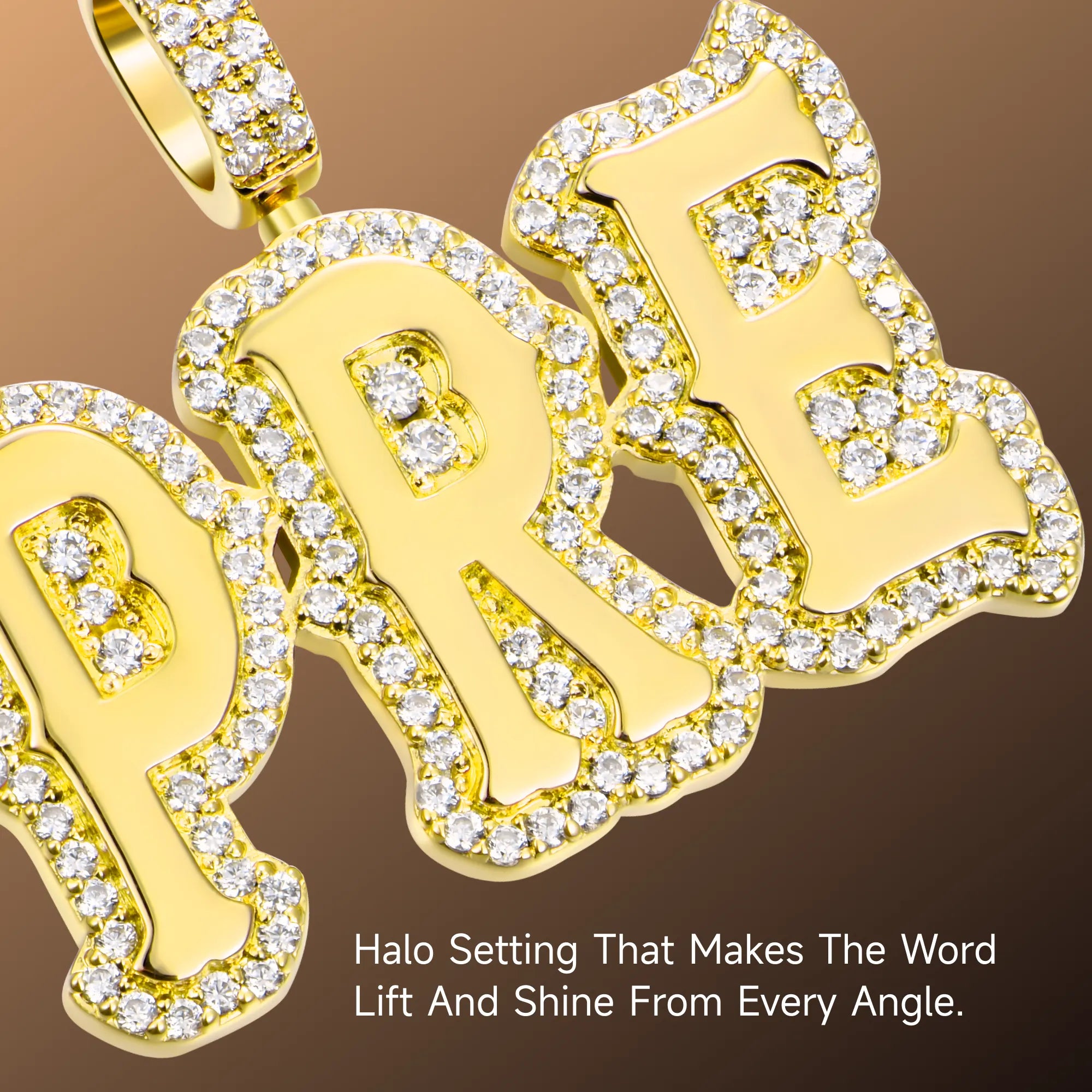 Custom Moissanite Bosox Font Pendant - 15mm Height