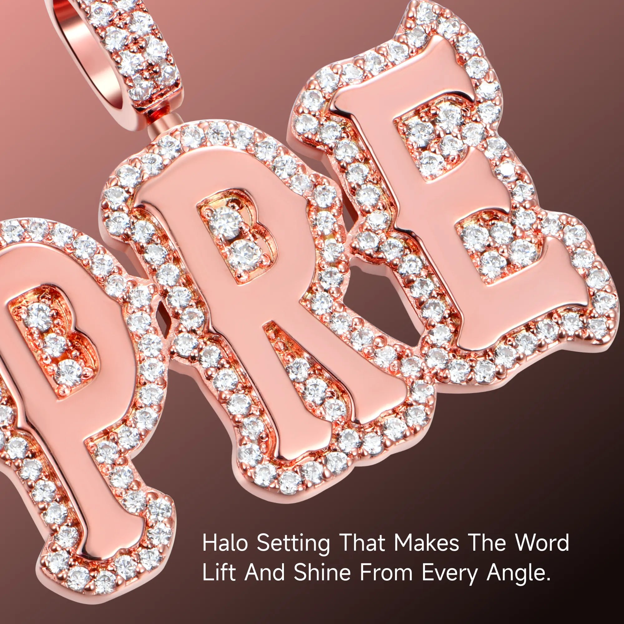 Custom Moissanite Bosox Font Pendant - 15mm Height