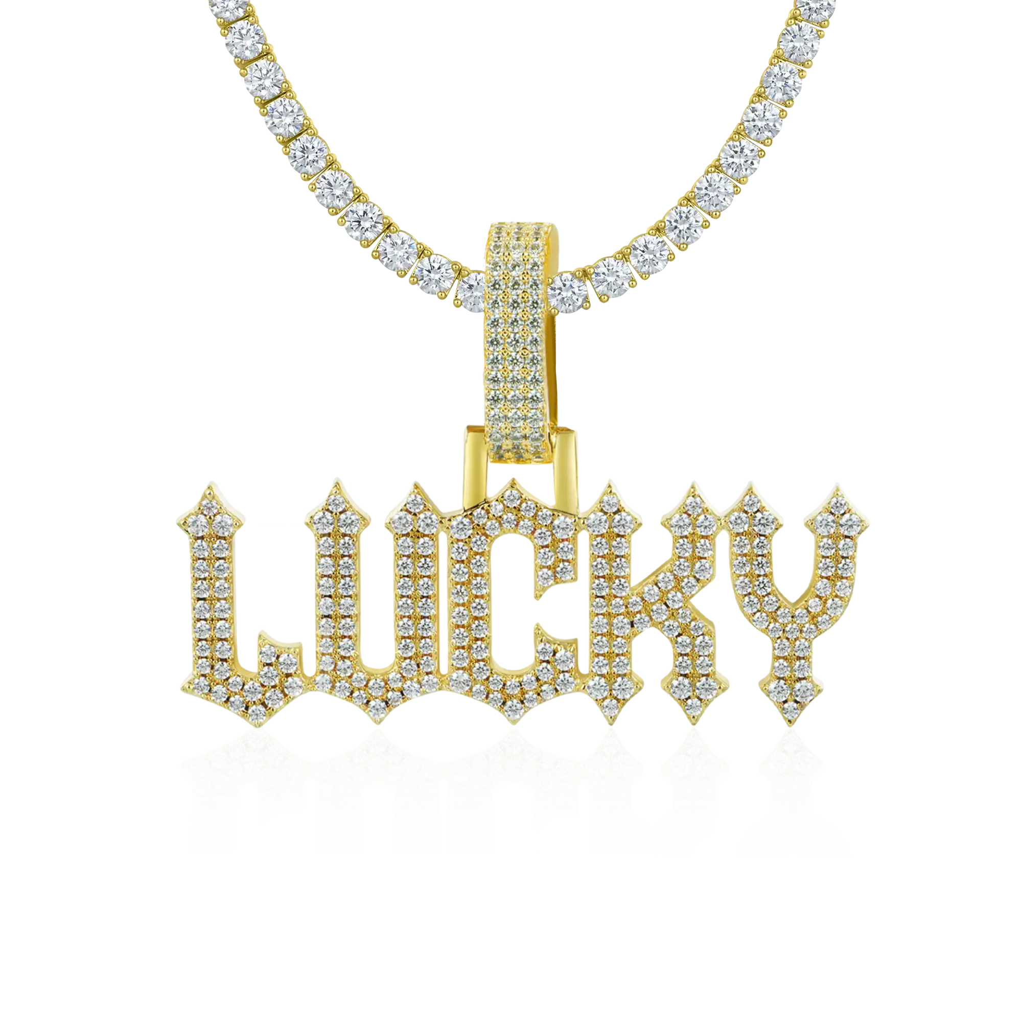 Custom Moissanite Gothic Font Letter/Number Gold Name Pendant