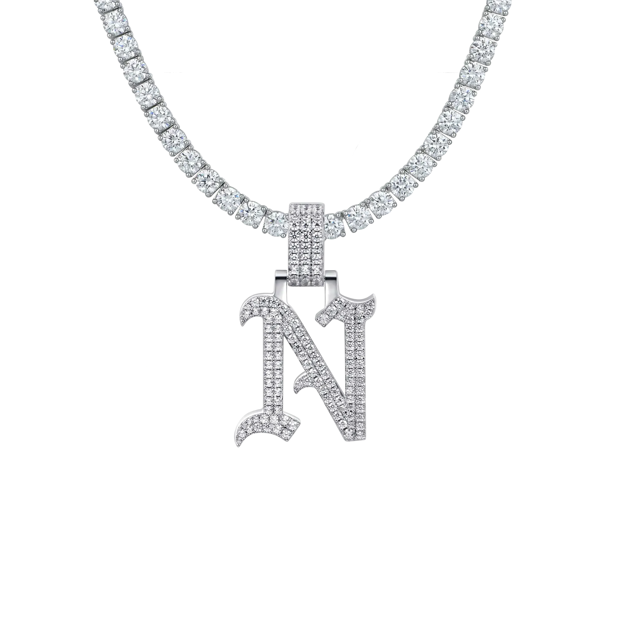 Custom Moissanite Old English Font Letter/Number Name Pendant