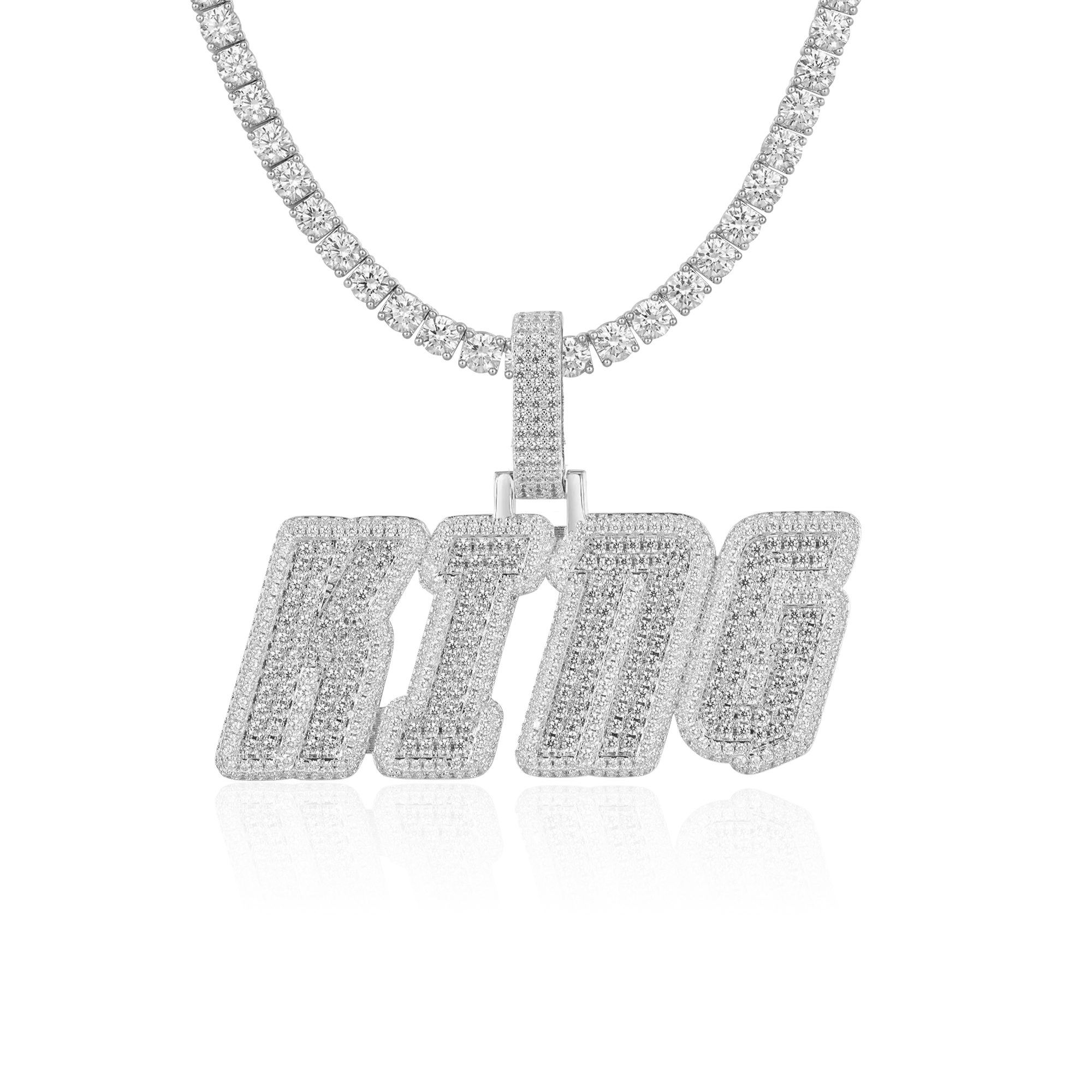 Custom Moissanite University Font Letters Name Pendant Necklace