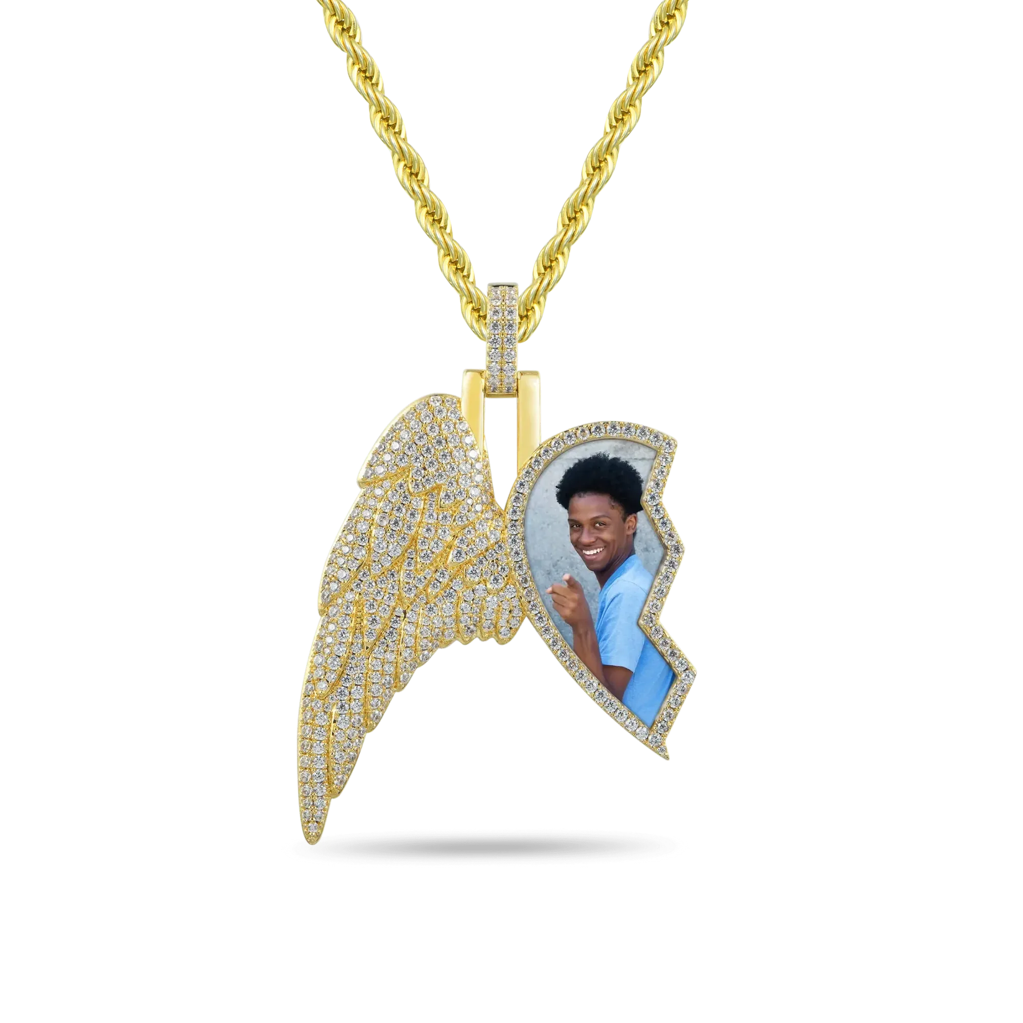 Custom Split Heart Pendant with Left Wing