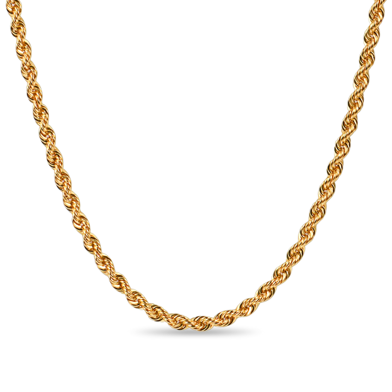 18K Solid Gold Rope Chain Necklace - Men's Fine Jewelry - APORRO