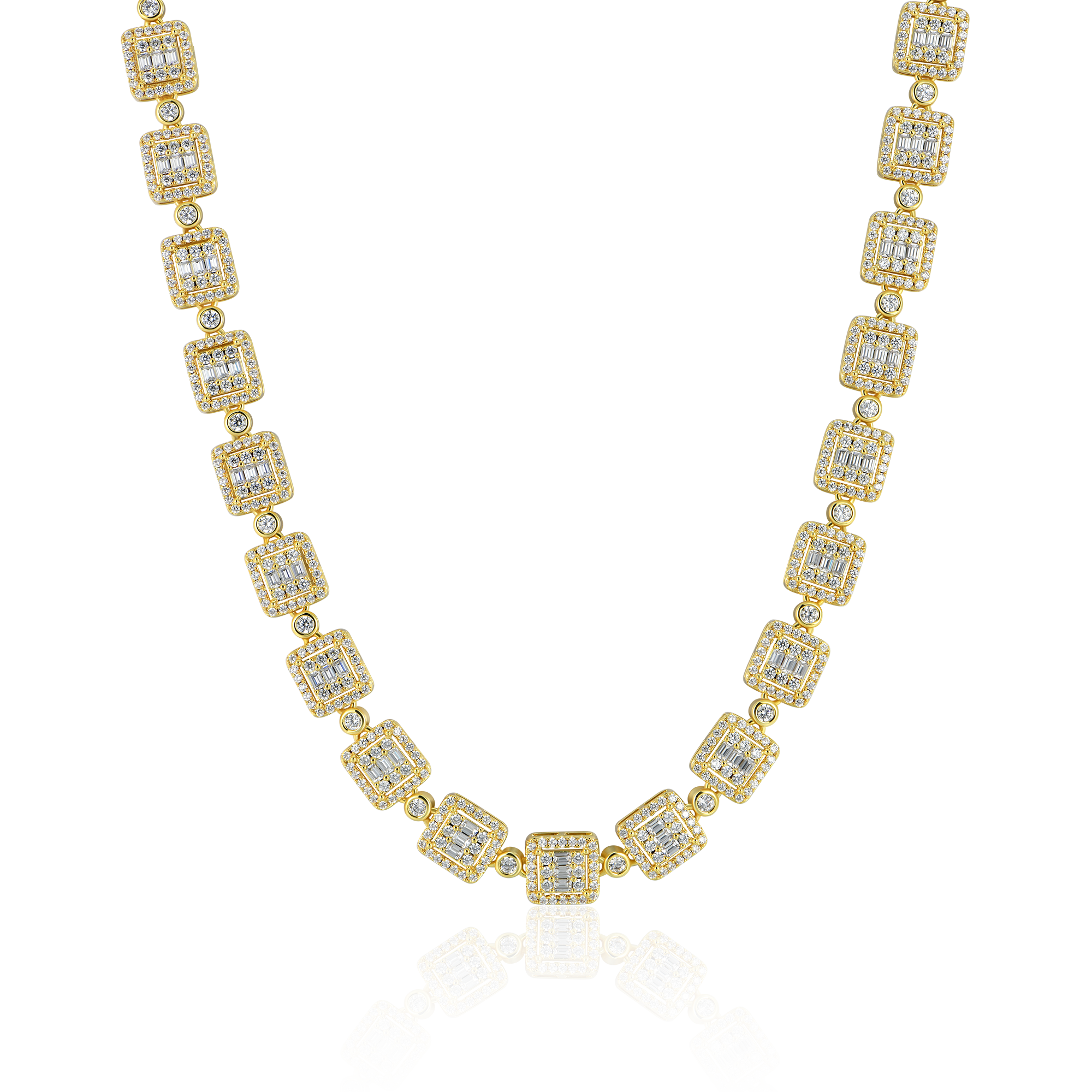 Baguette Cut Mix Tennis Chain - 10mm