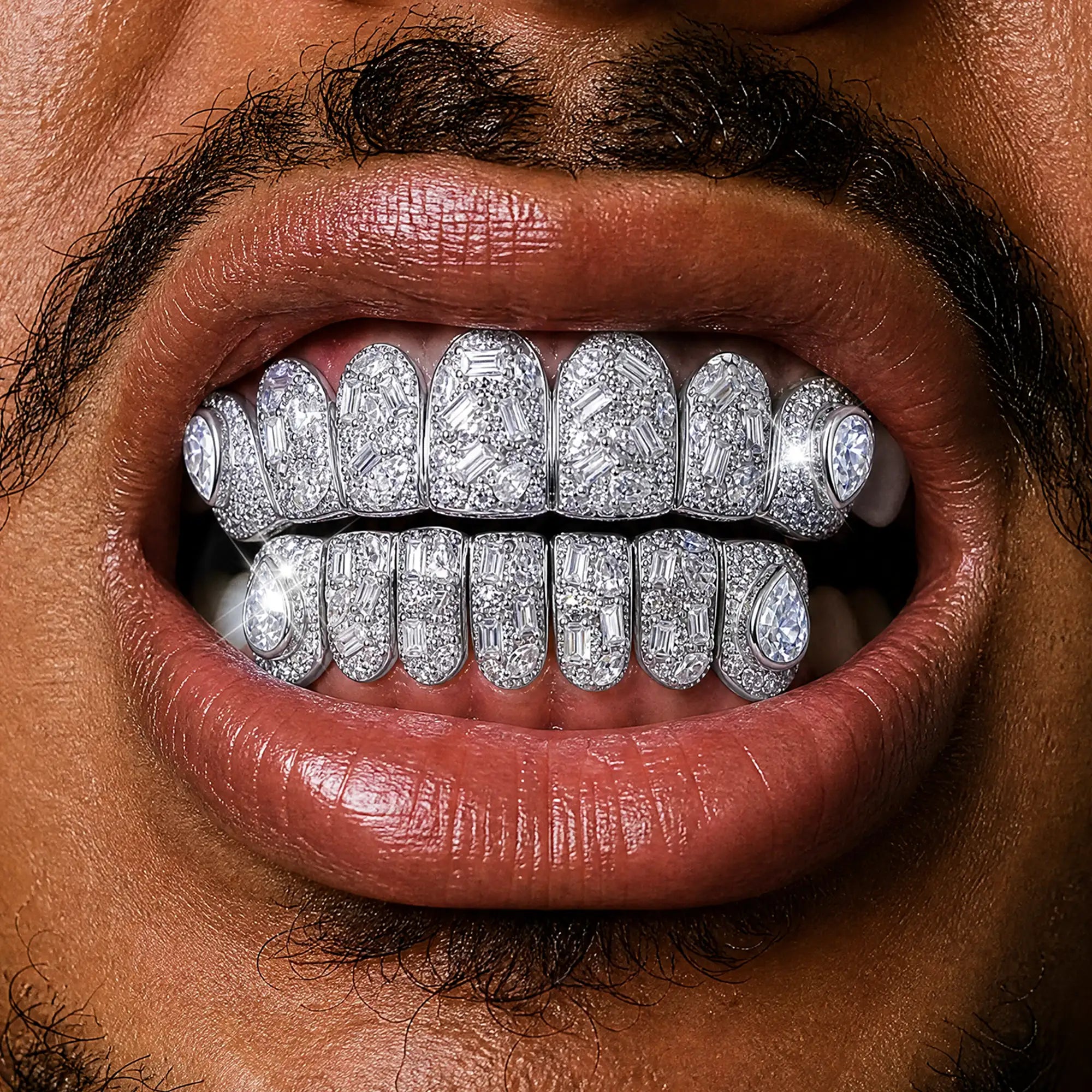 Custom-Cut Mixed-Stone Grillz