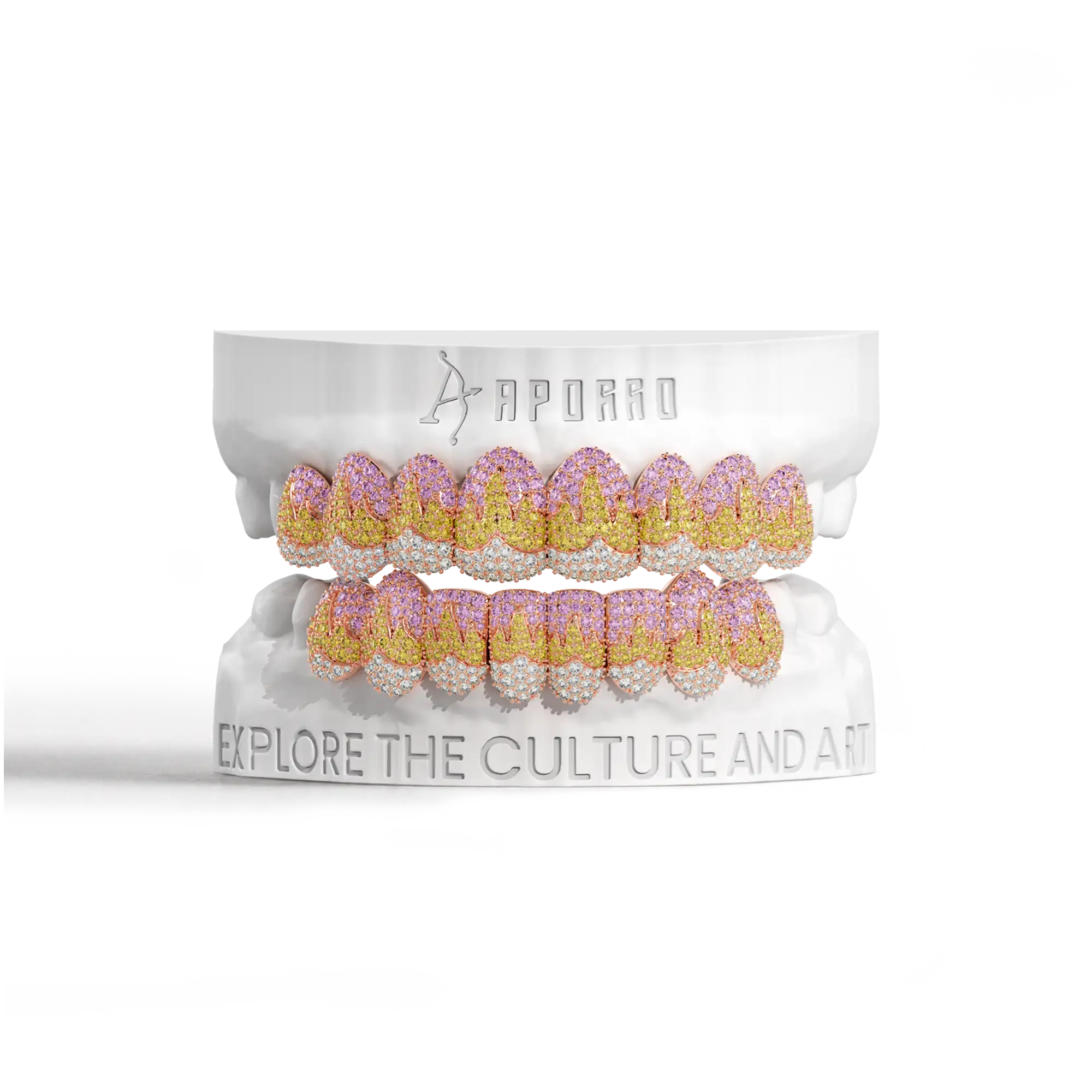 Custom Melting Color Flame Pave Grillz