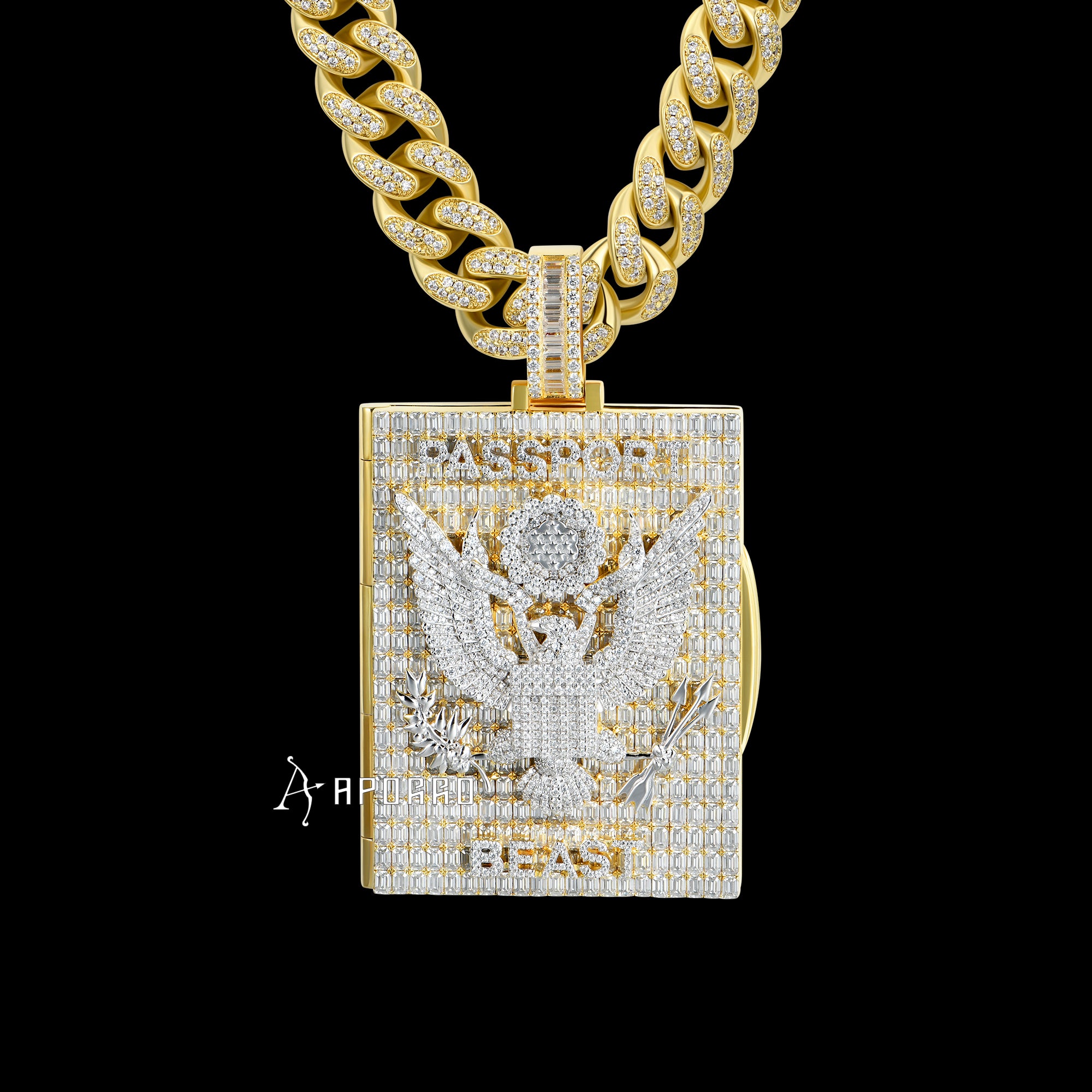 APORRO Premium Custom Iced Out Passport Pendant