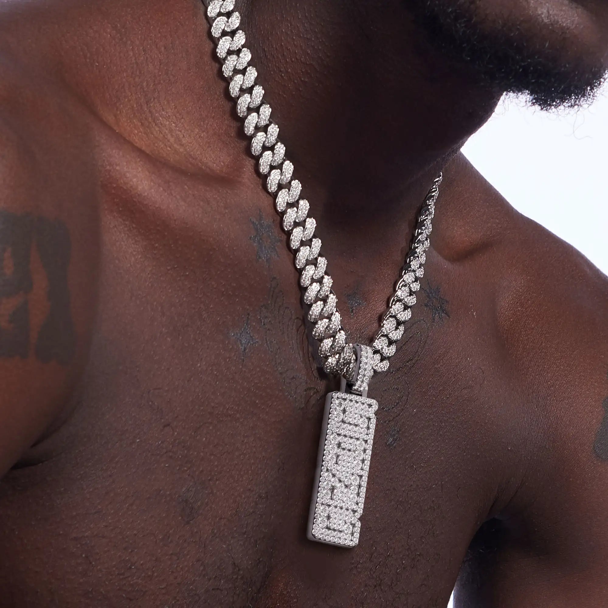 Custom Iced Vertical Letter Pendant