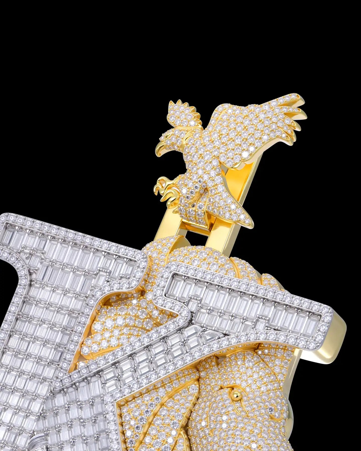 APORRO Premium Custom Iced Letter K Pendant With Baguette Stones