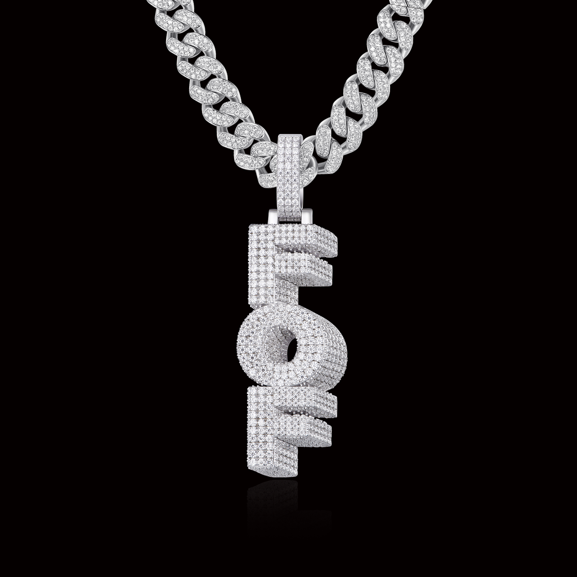 APORRO Premium Custom 3D Fully Iced Out Vertial Style Name Pendant