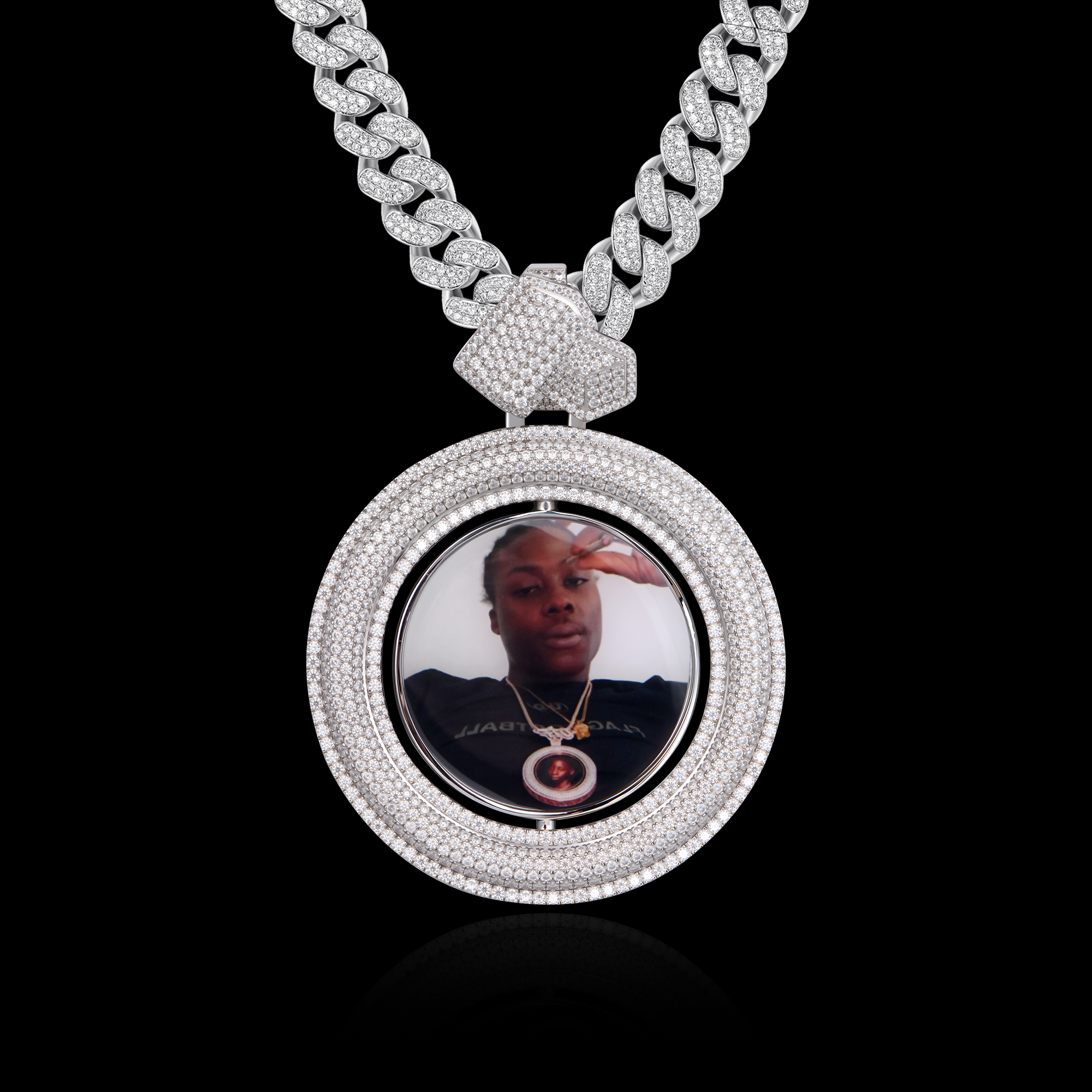 APORRO Premium Custom lced Dual-face Spinning Photo Pendant