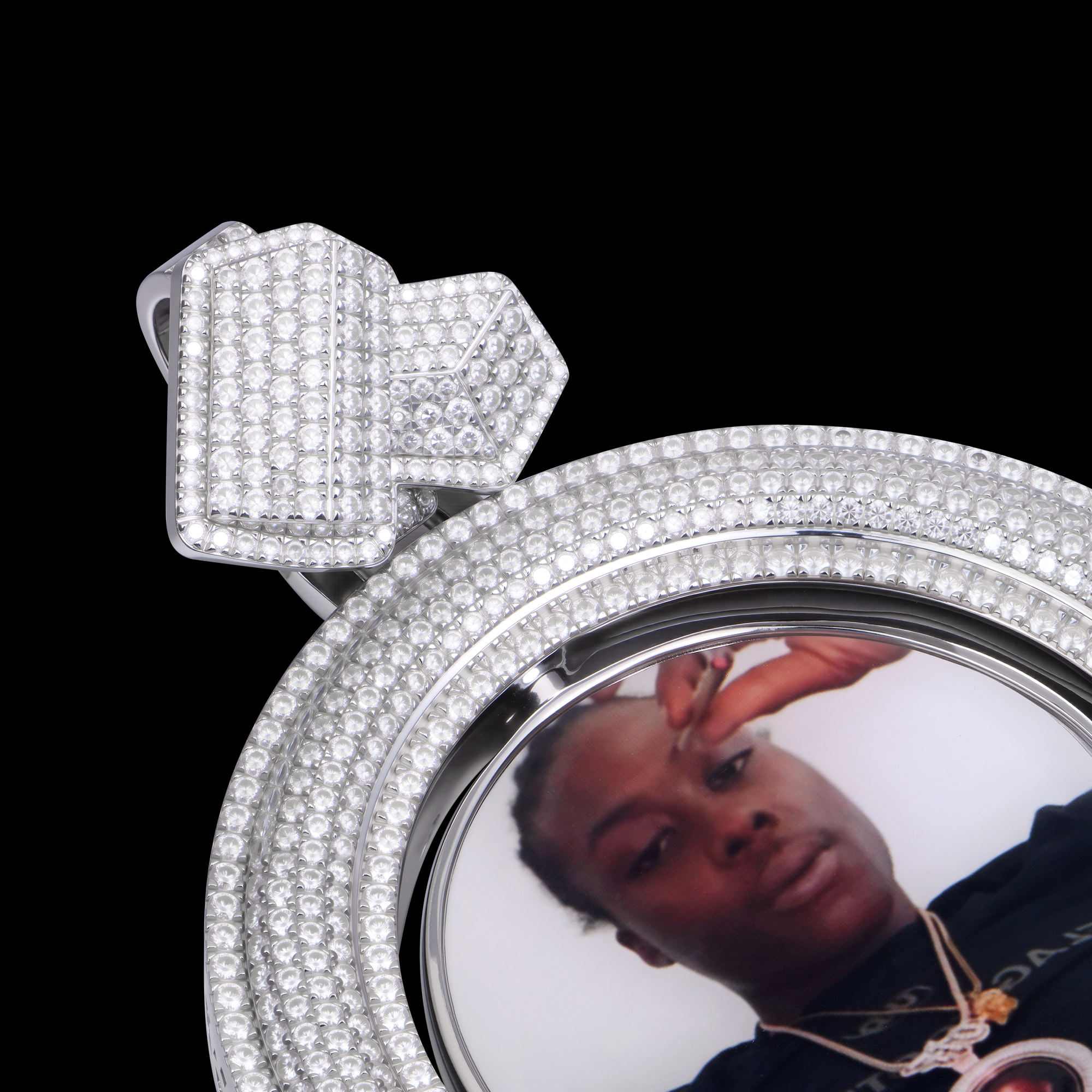 APORRO Premium Custom lced Dual-face Spinning Photo Pendant