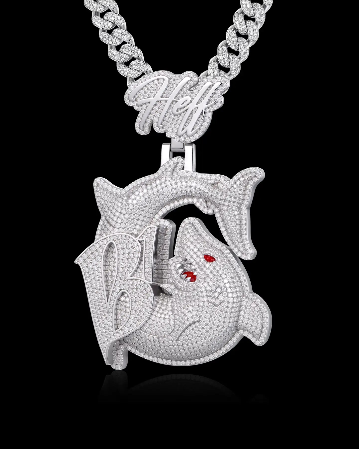 APORRO Premium Custom 3D Iced Shark Pendant