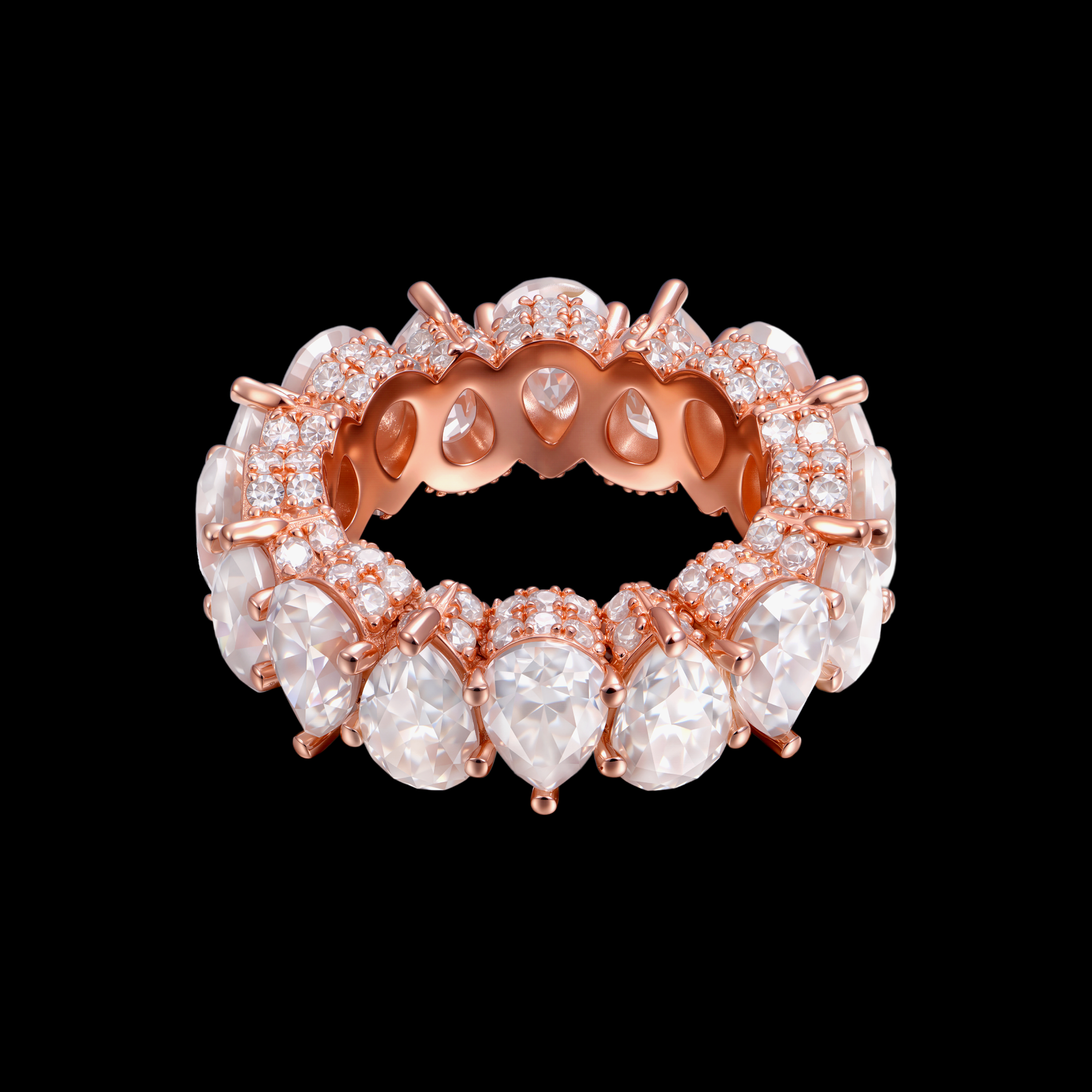 APORRO Premium Iced Out Pear Cut Stone Ring