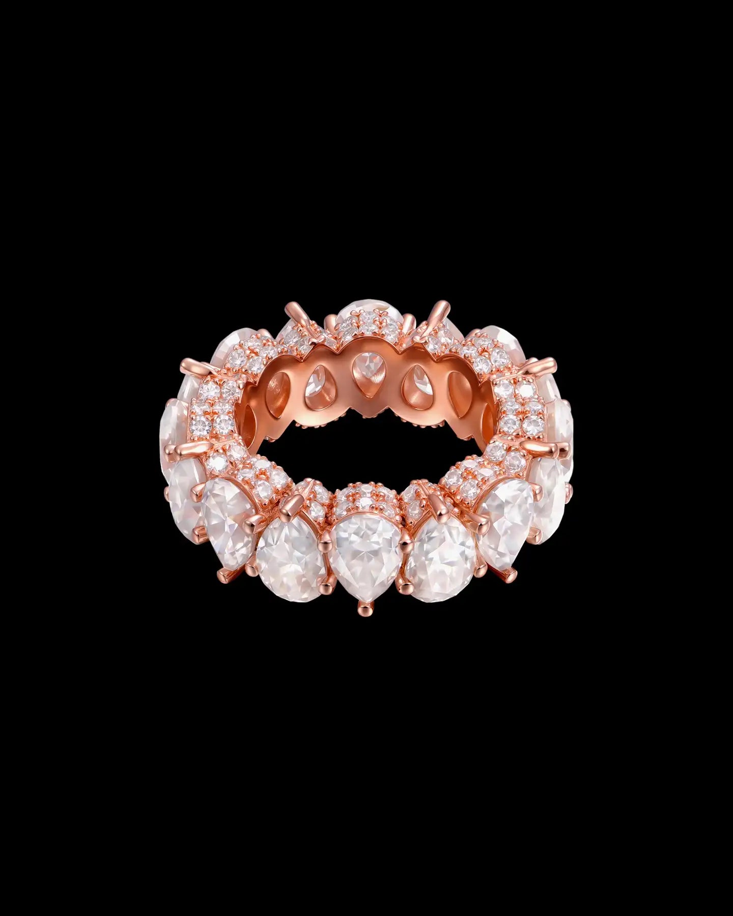 APORRO Premium Iced Out Pear Cut Stone Ring